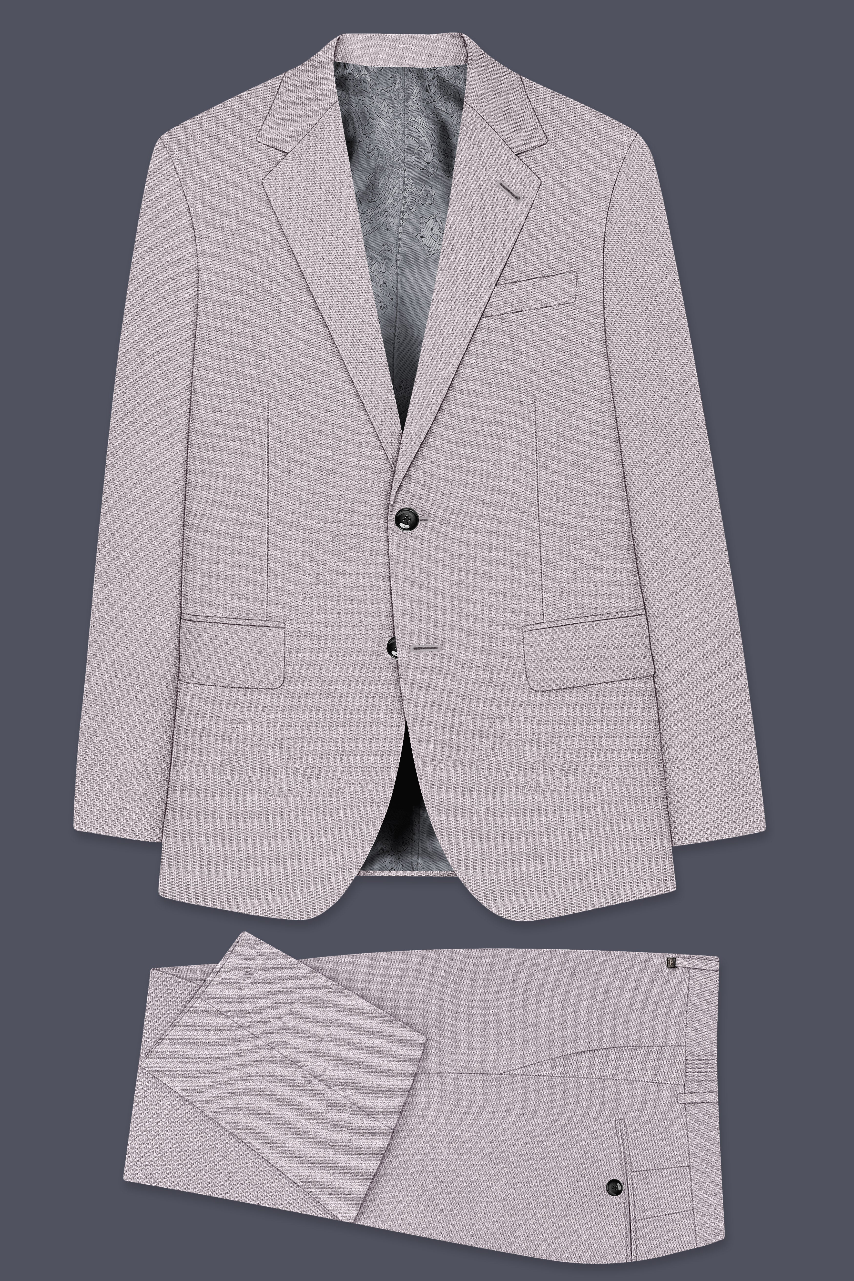 Regent-Noble Gray Diamond Textured Wool Rich Slight Stretch Single Breasted Suit