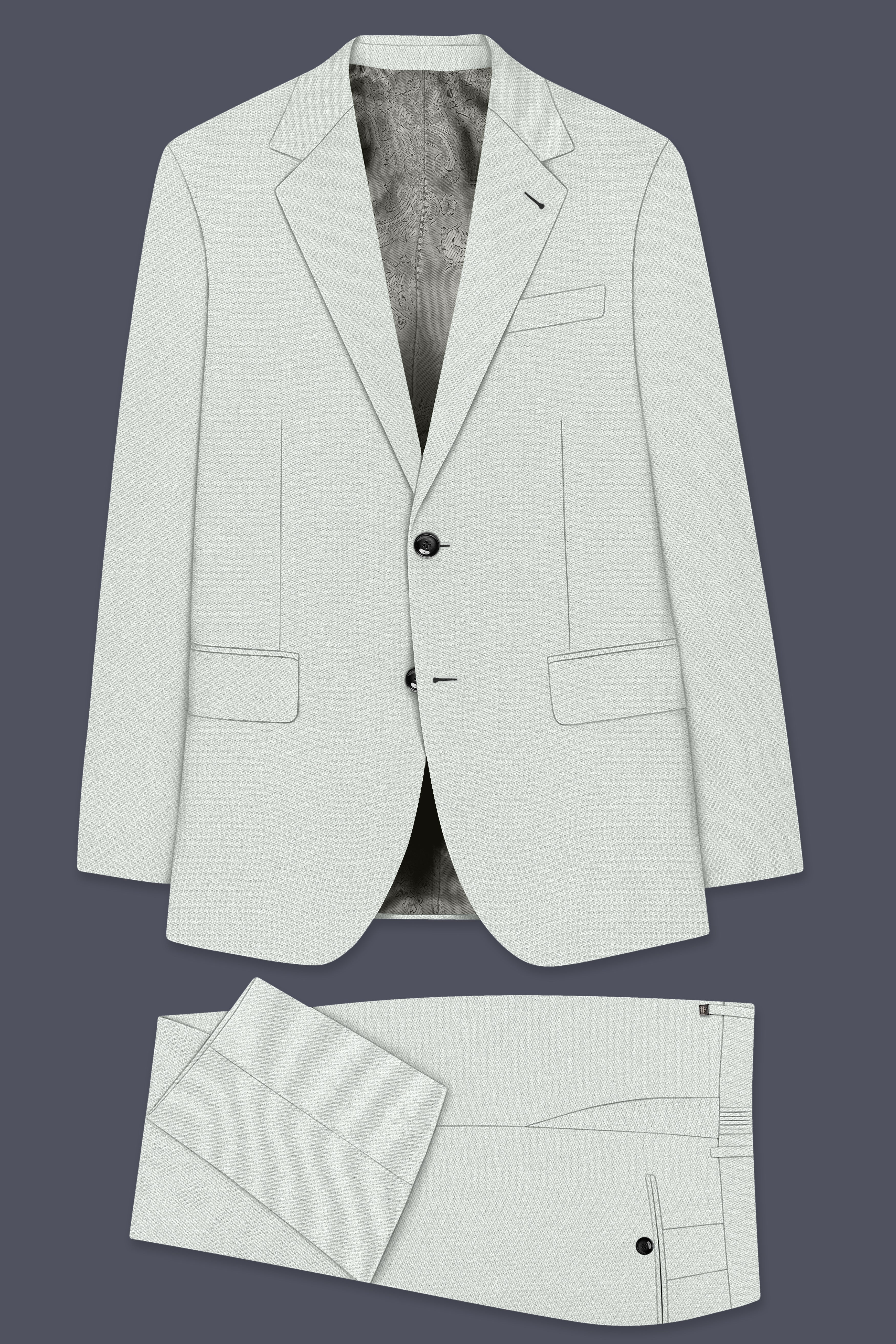 Regent-Noble Gray Diamond Textured Wool Rich Slight Stretch Single Breasted Suit