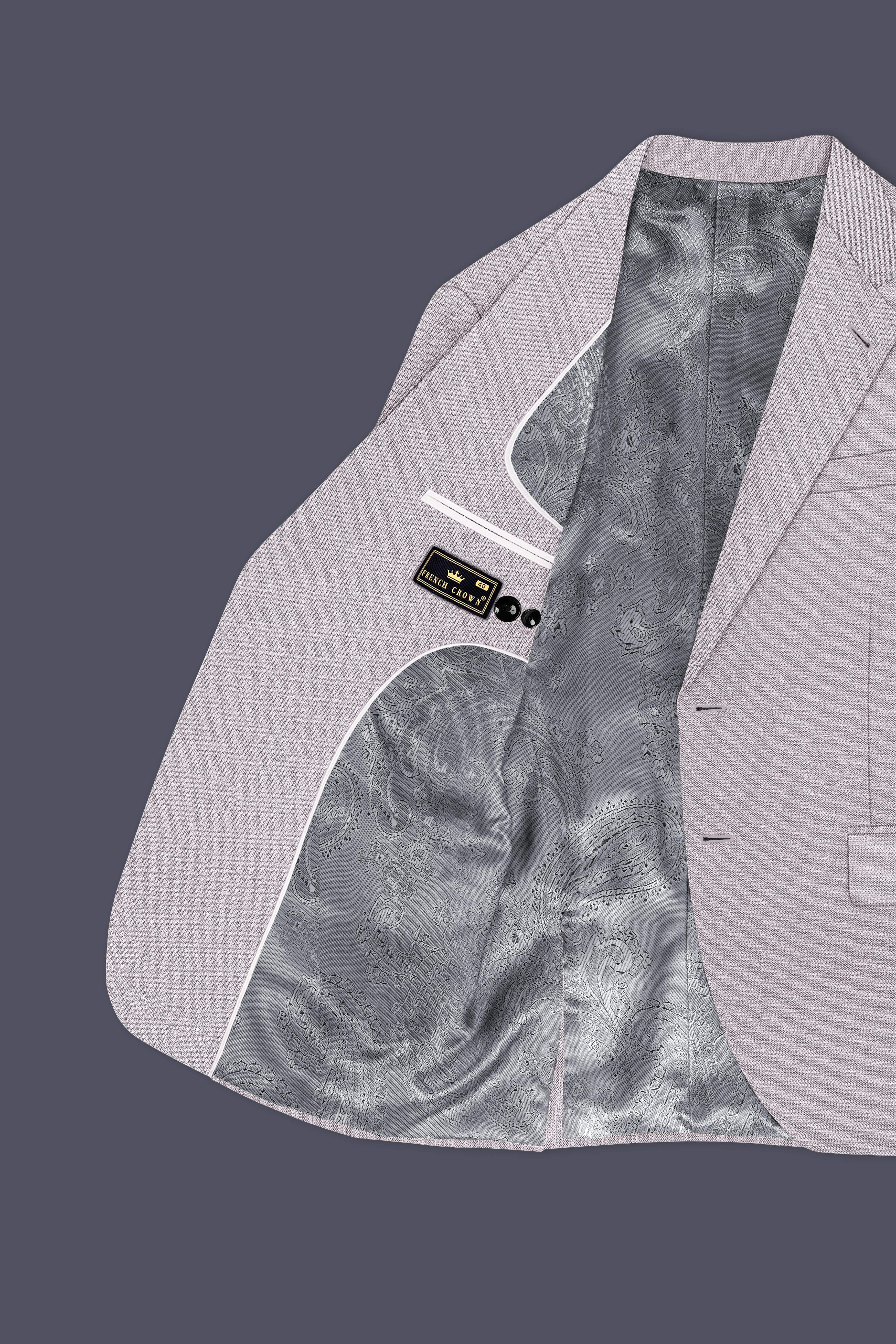 Regent-Noble Gray Diamond Textured Wool Rich Slight Stretch Single Breasted Suit