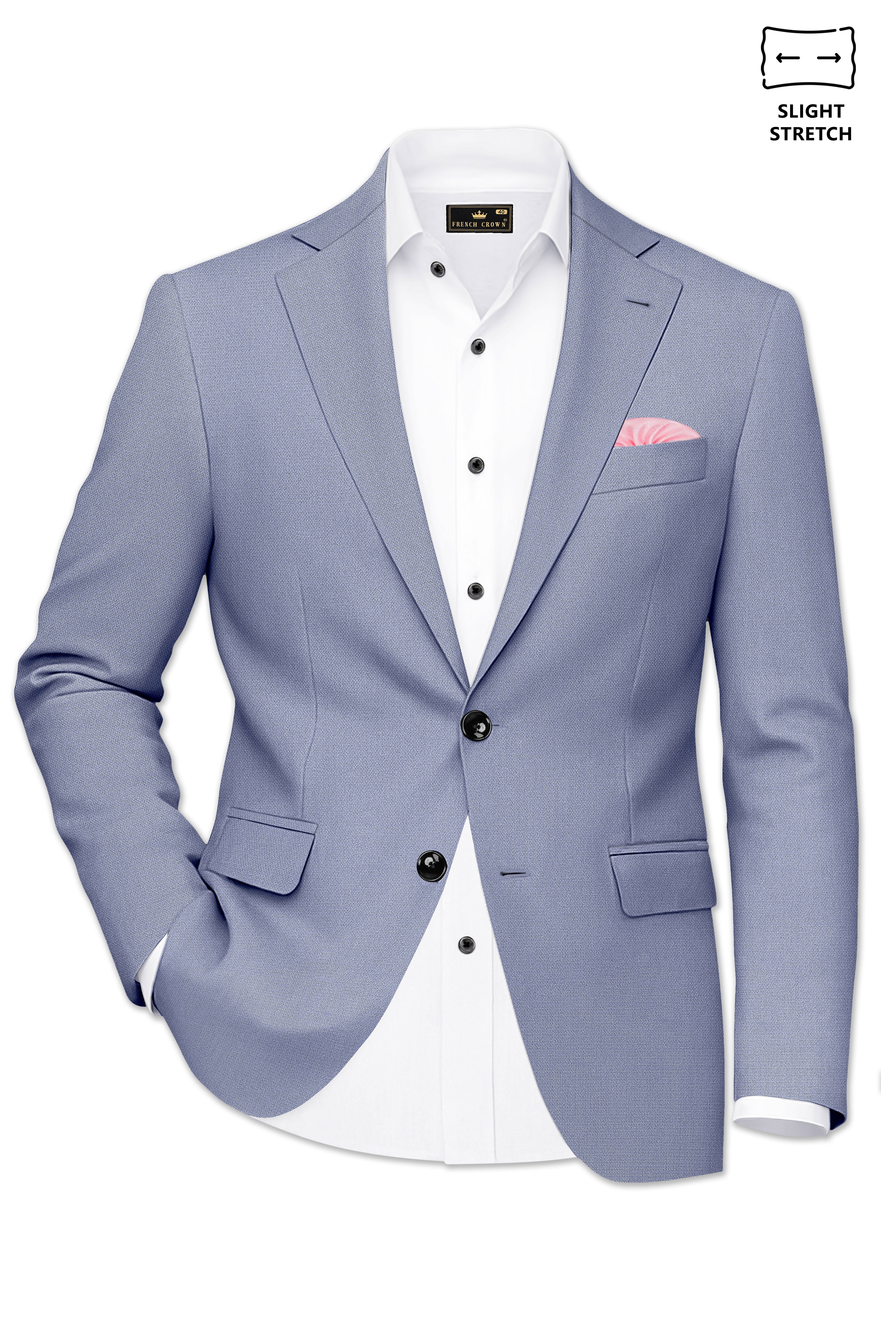 Harbor-Waterloo Blue Diamond Textured Wool Rich Slight Stretch Single Breasted Suit