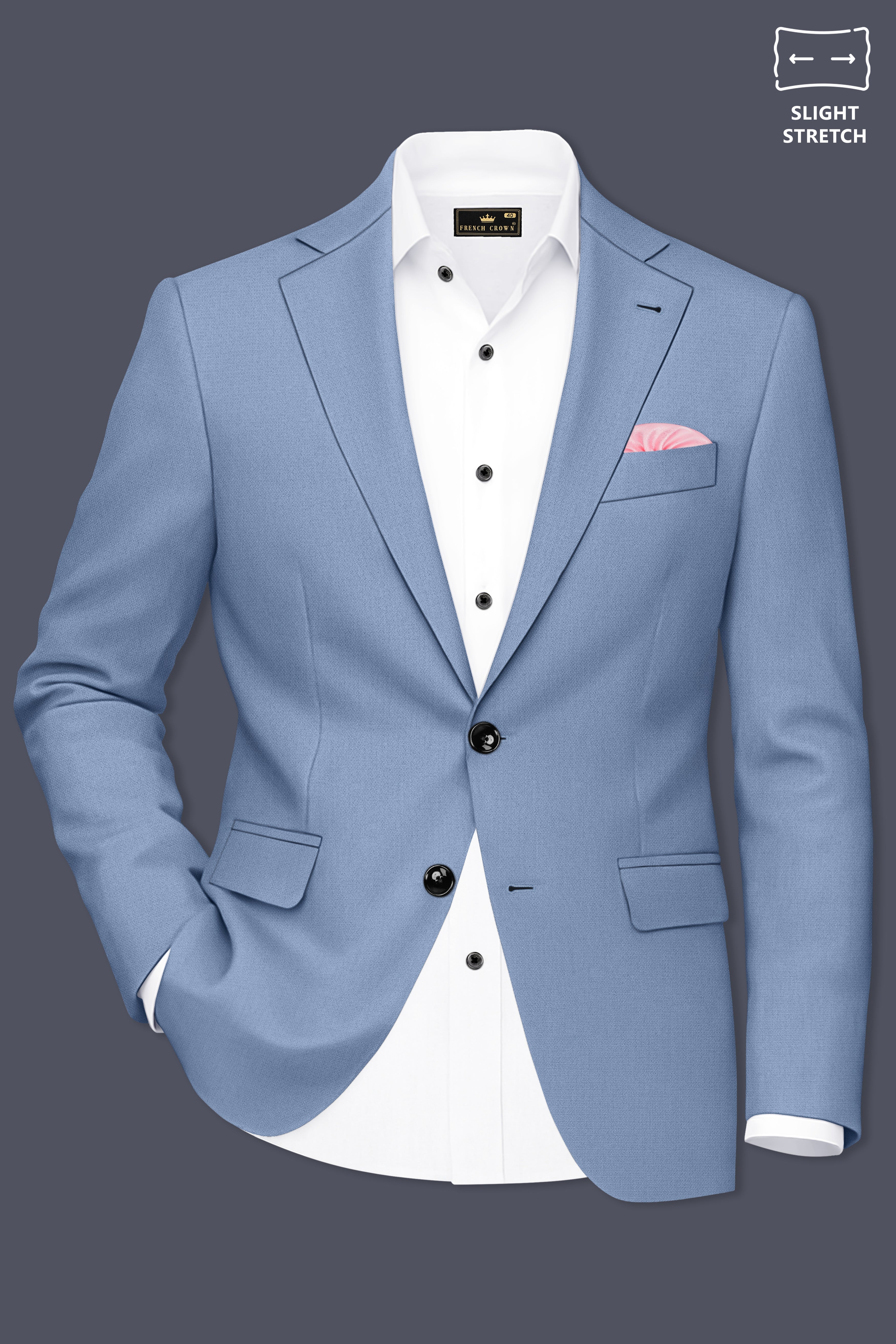 Harbor-Waterloo Blue Diamond Textured Wool Rich Slight Stretch Single Breasted Suit