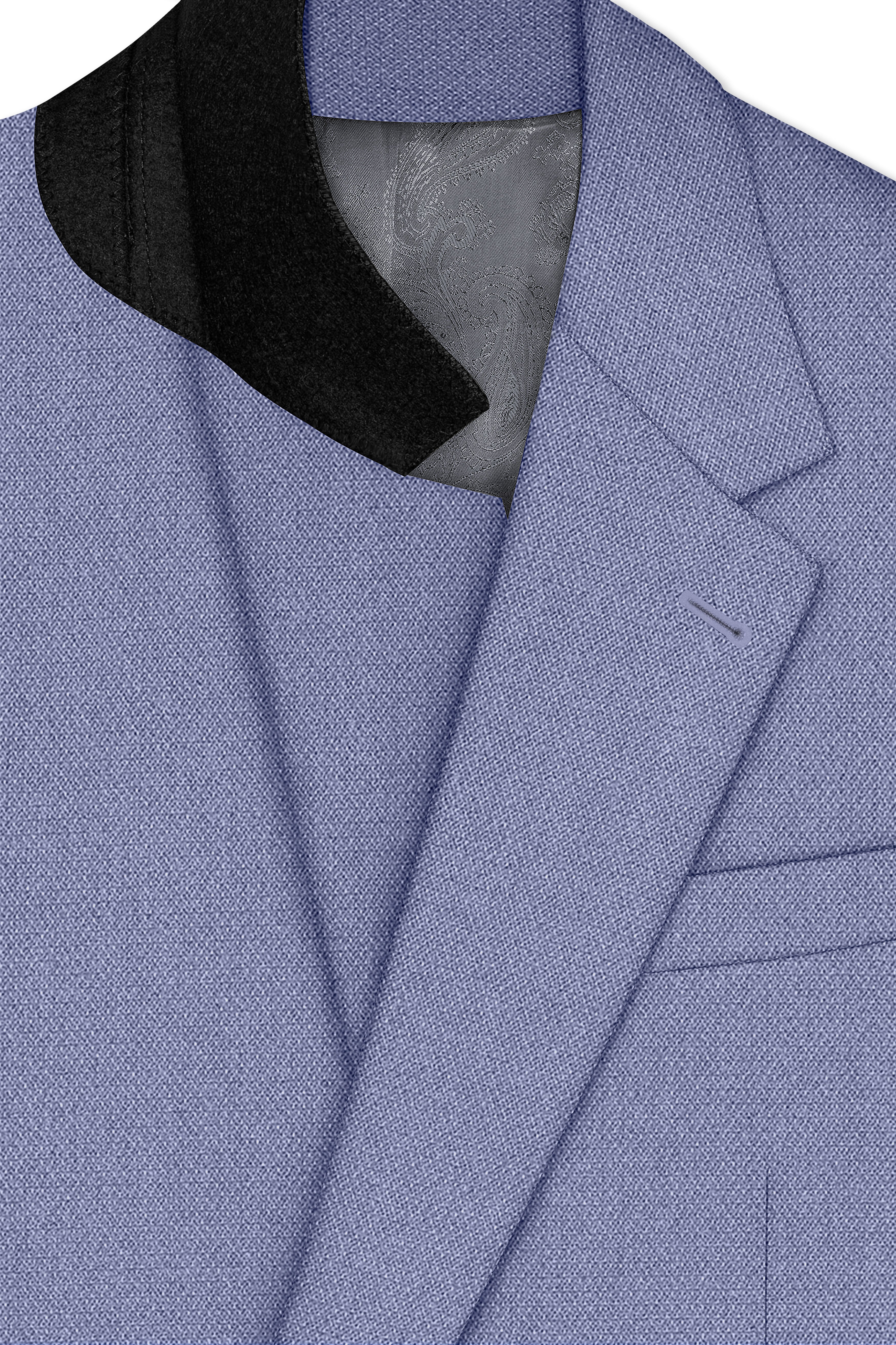 Harbor-Waterloo Blue Diamond Textured Wool Rich Slight Stretch Single Breasted Suit