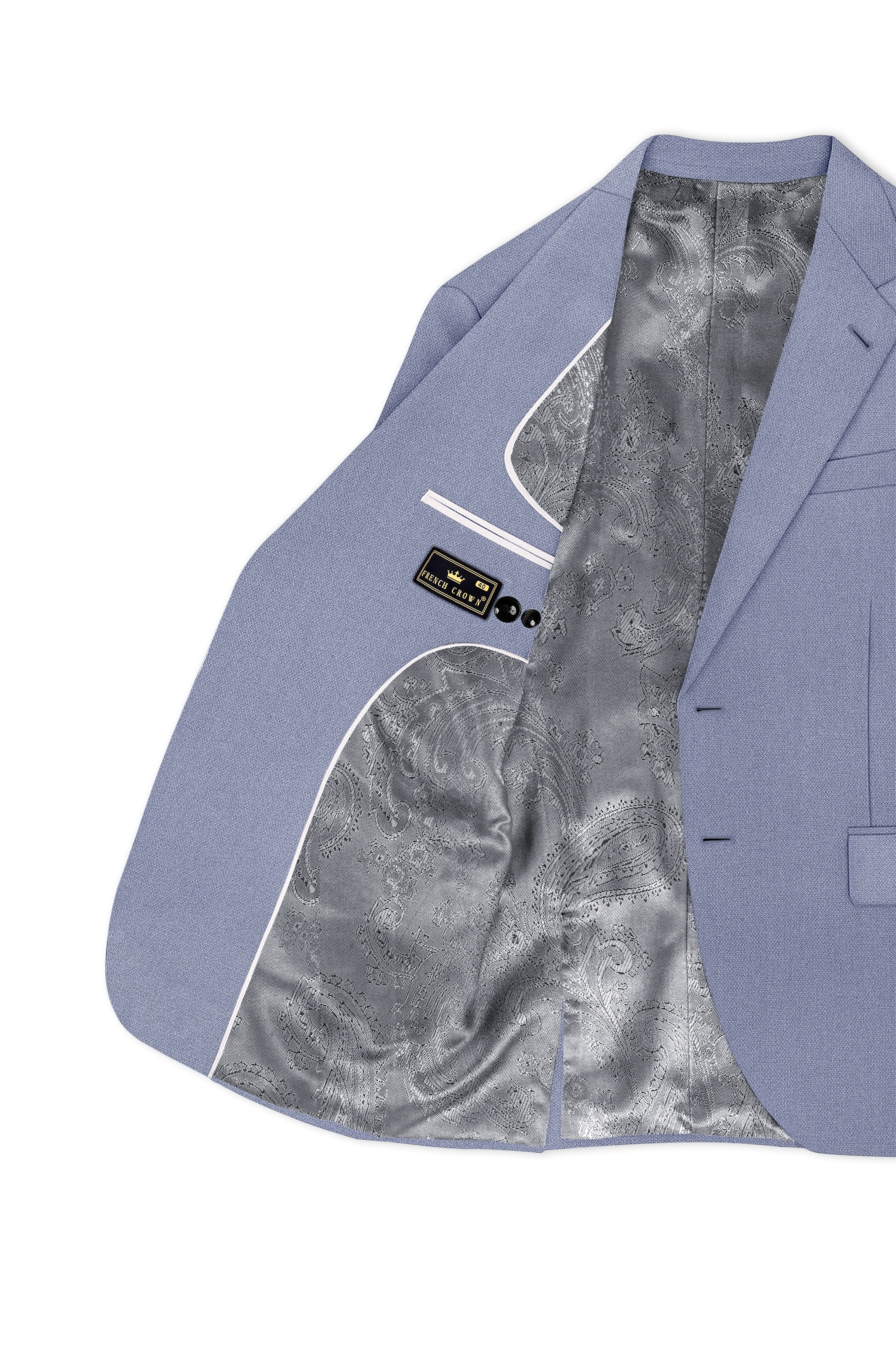 Harbor-Waterloo Blue Diamond Textured Wool Rich Slight Stretch Single Breasted Suit