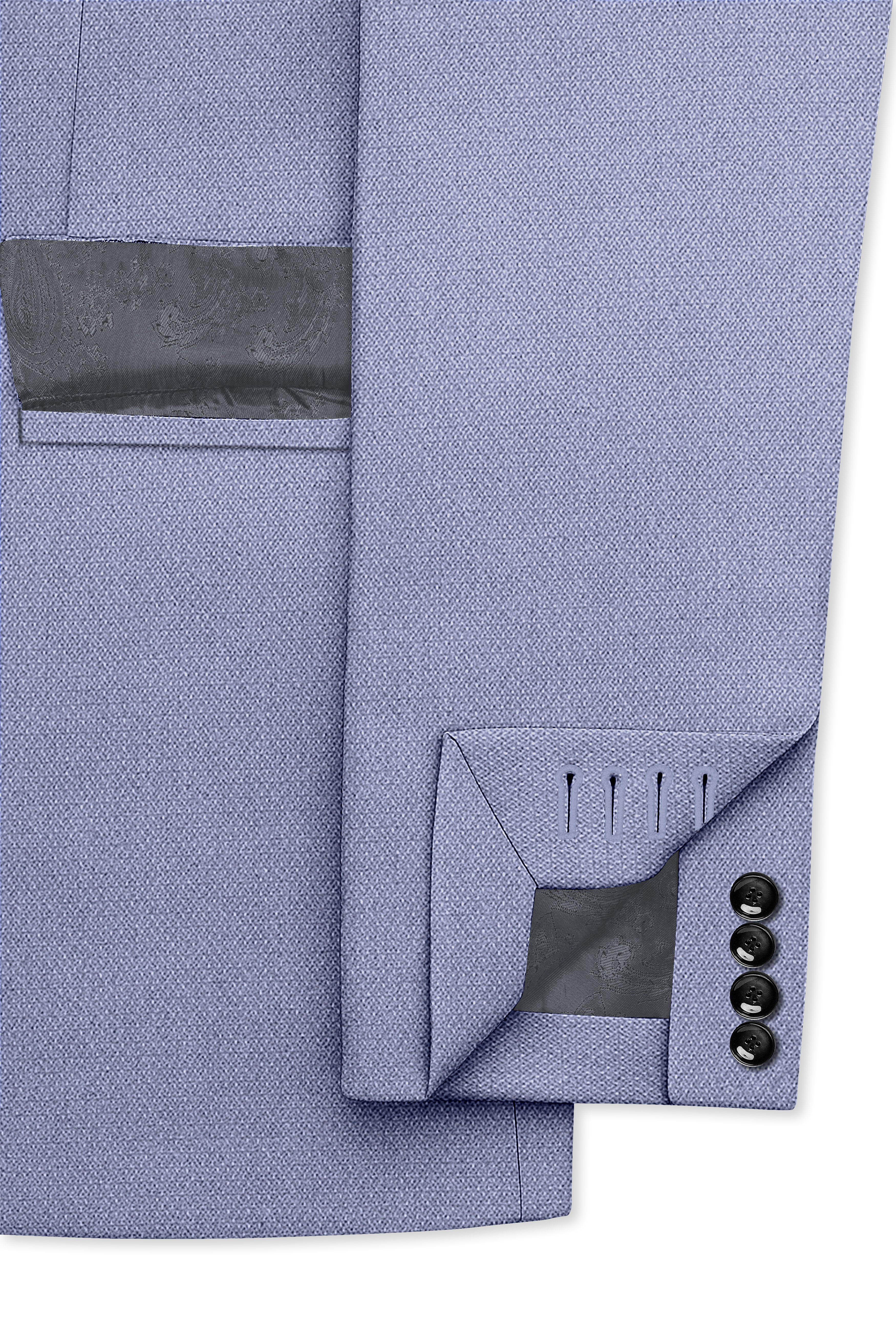 Harbor-Waterloo Blue Diamond Textured Wool Rich Slight Stretch Single Breasted Suit
