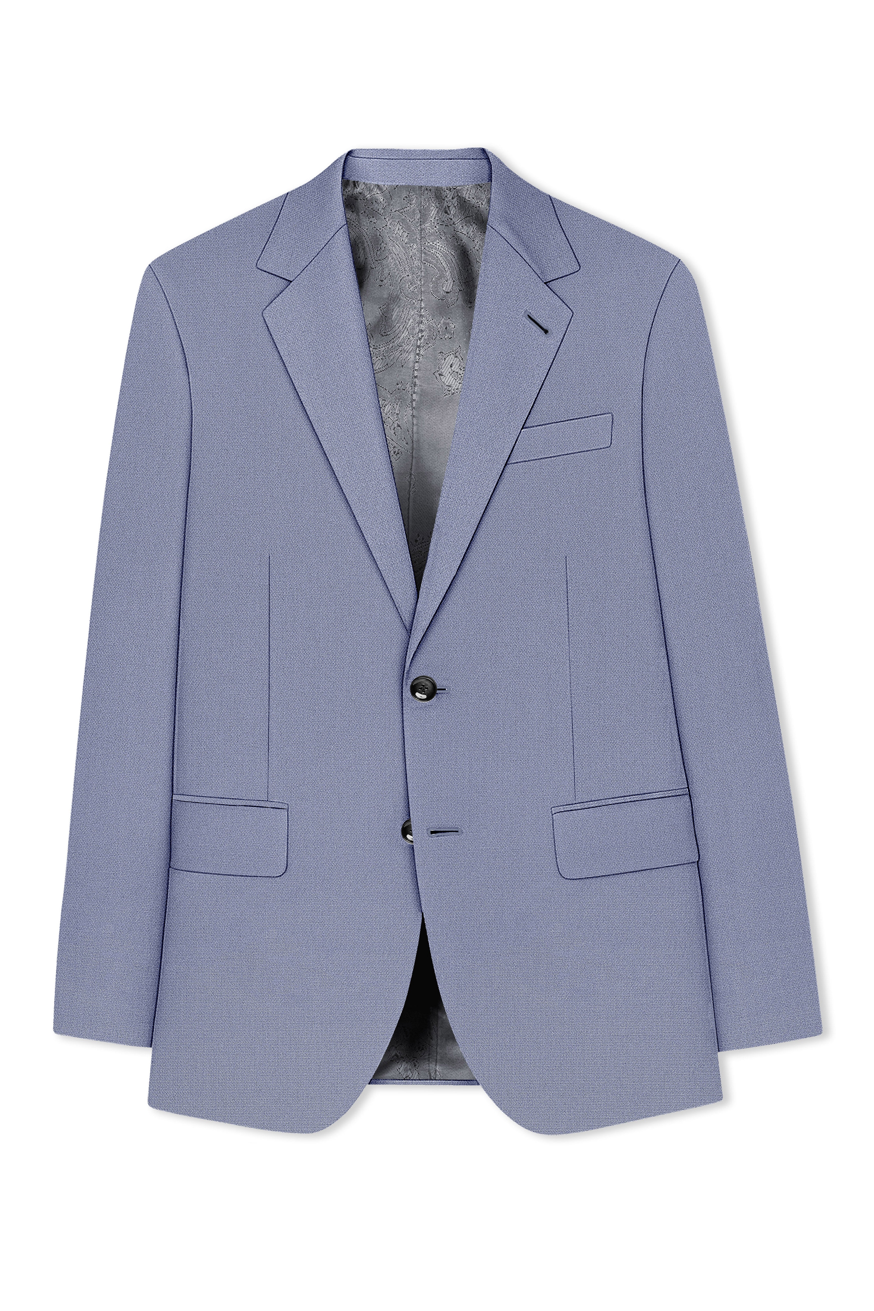 Harbor-Waterloo Blue Diamond Textured Wool Rich Slight Stretch Single Breasted Suit
