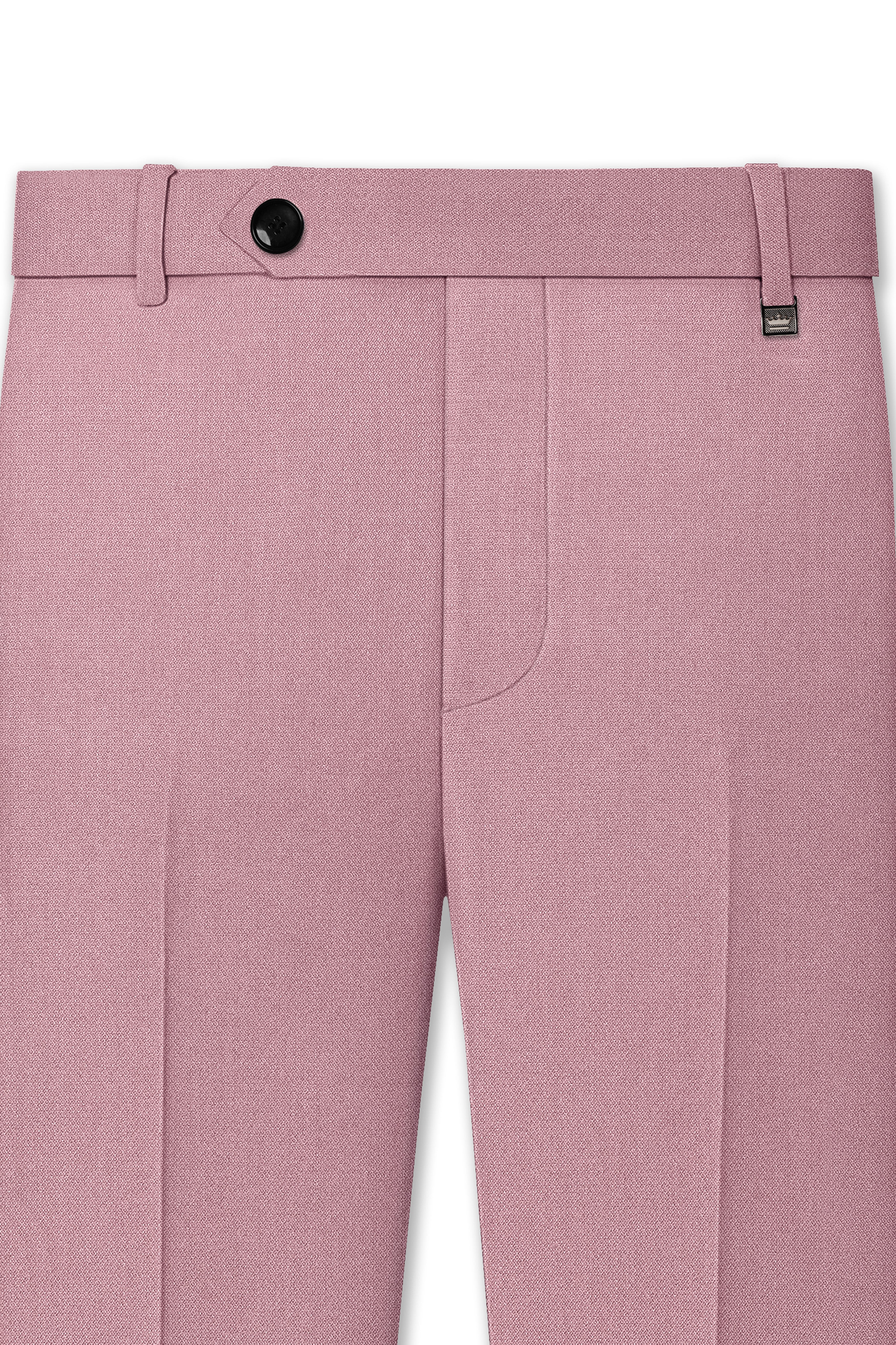 Aurore-Brandy Rose Pink Diamond Textured Wool Rich Slight Stretch Single Breasted Suit