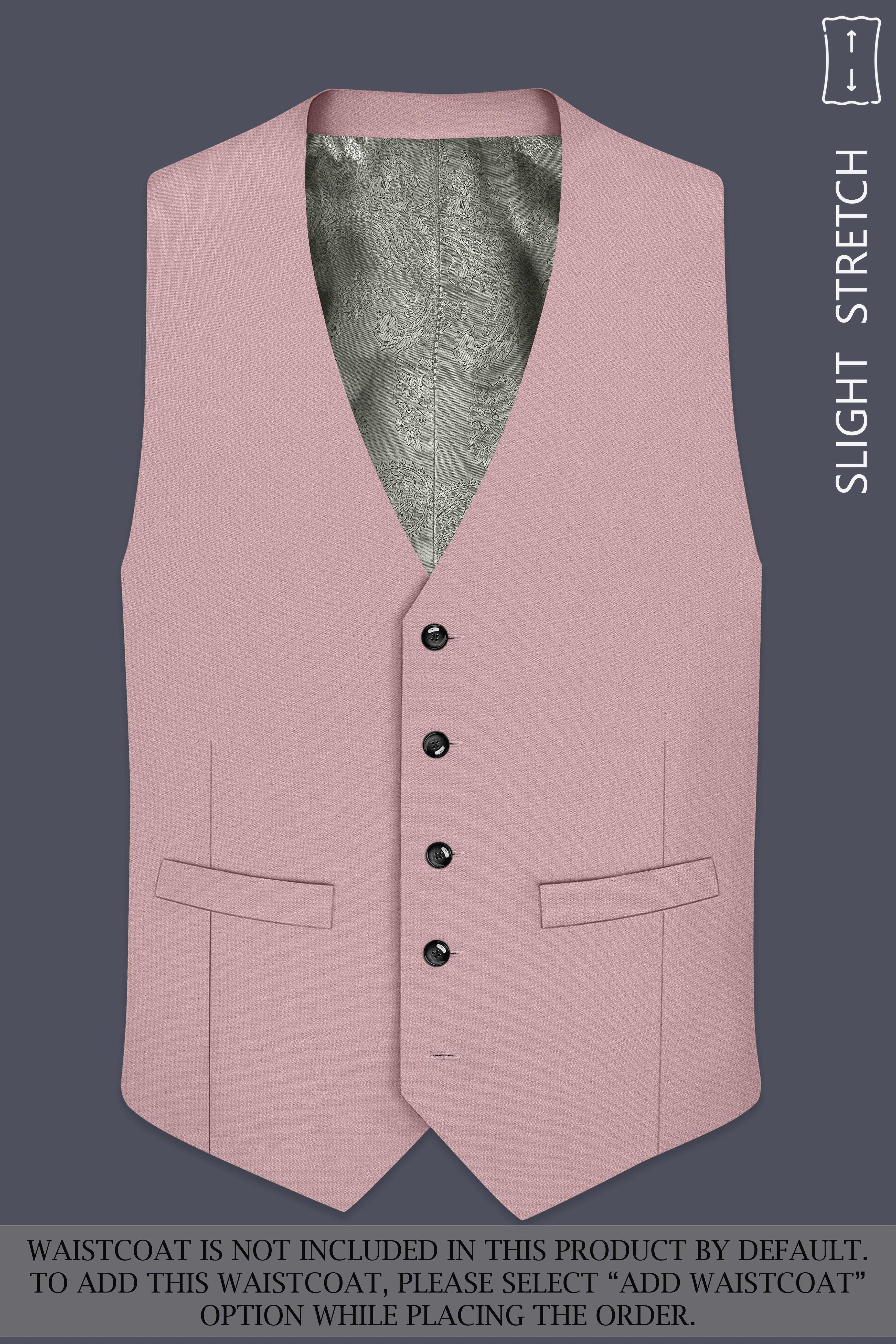 Aurore-Brandy Rose Pink Diamond Textured Wool Rich Slight Stretch Single Breasted Suit