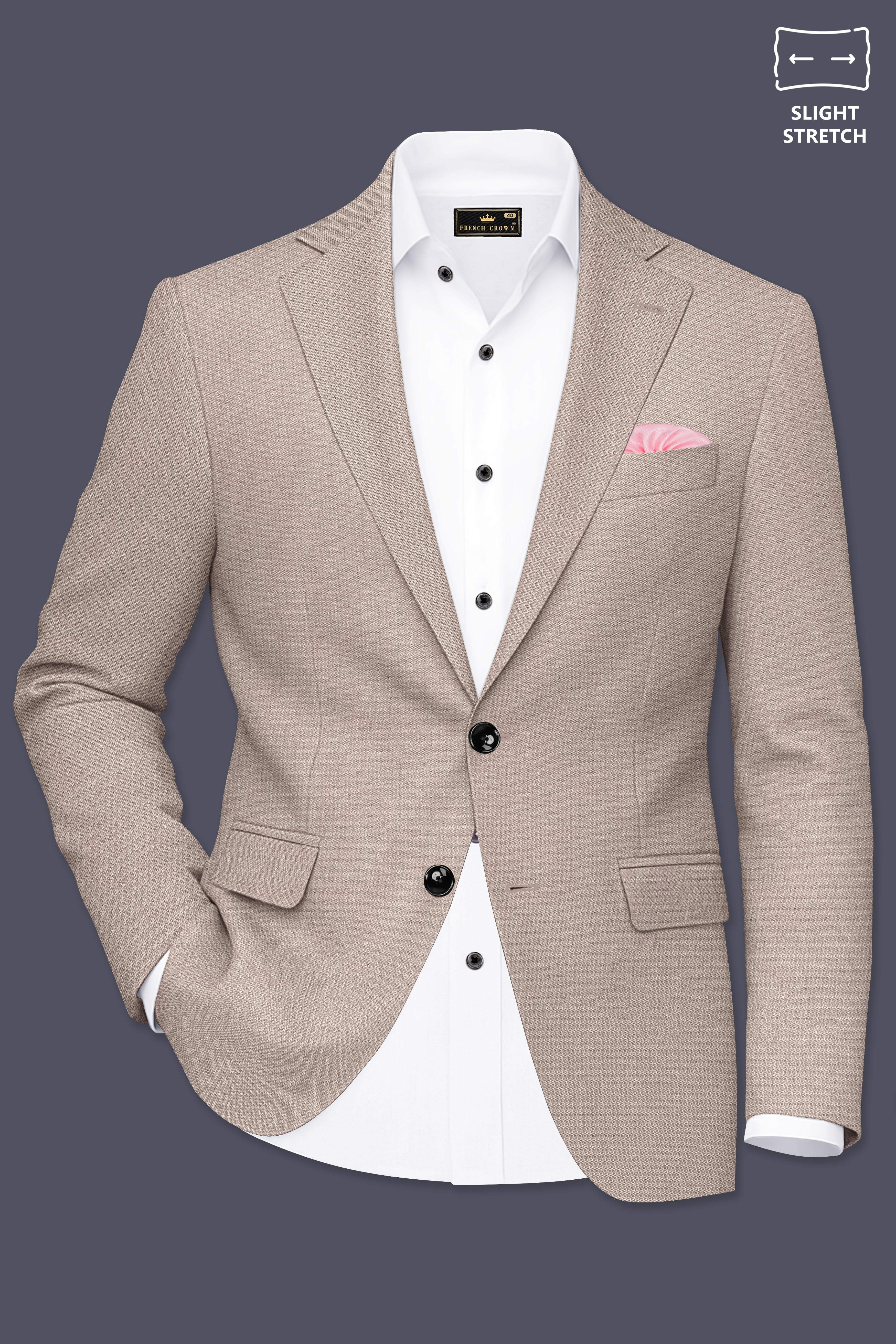 Vellum-Rodeo Cream Diamond Textured Wool Rich Slight Stretch Single Breasted Suit