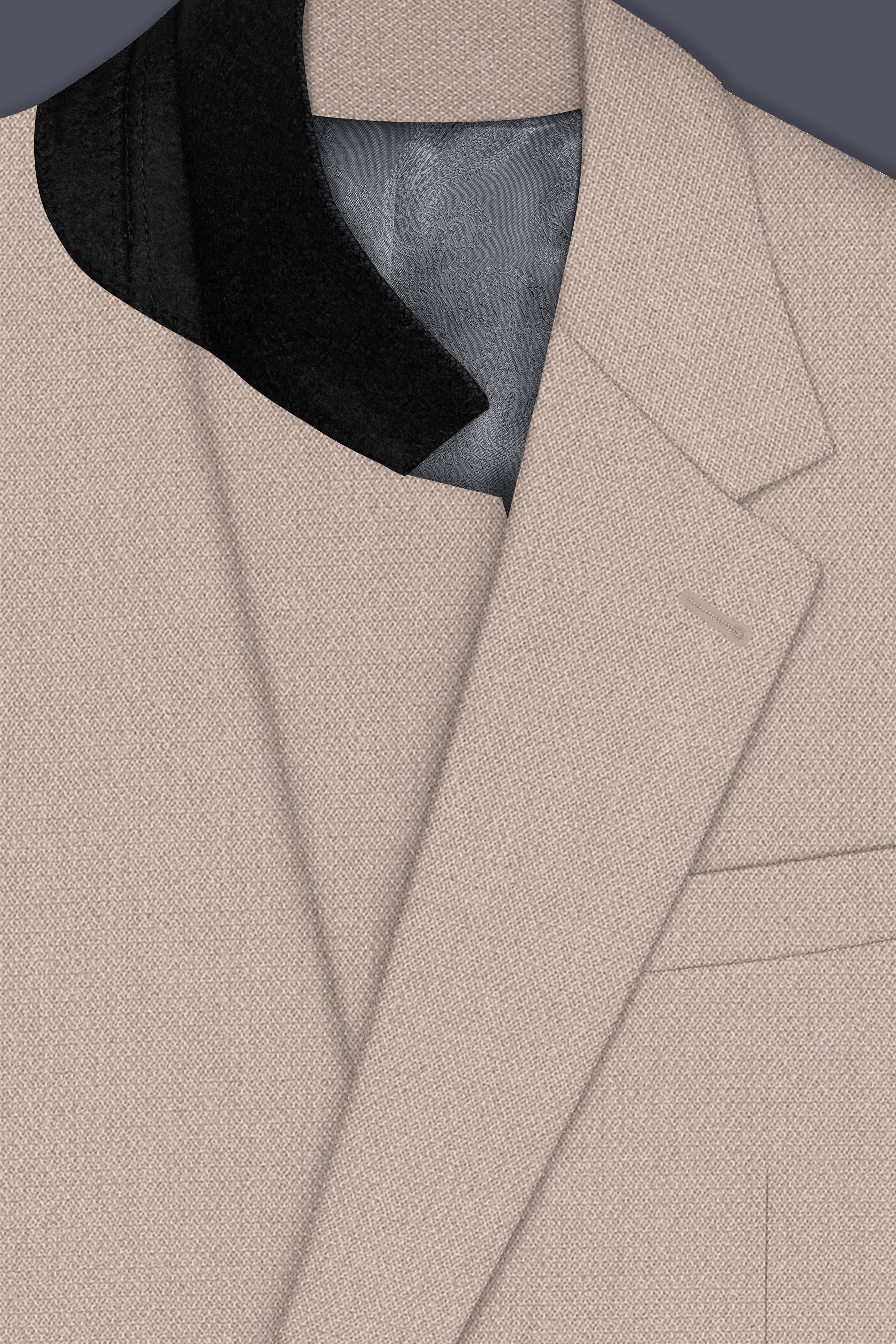 Vellum-Rodeo Cream Diamond Textured Wool Rich Slight Stretch Single Breasted Suit