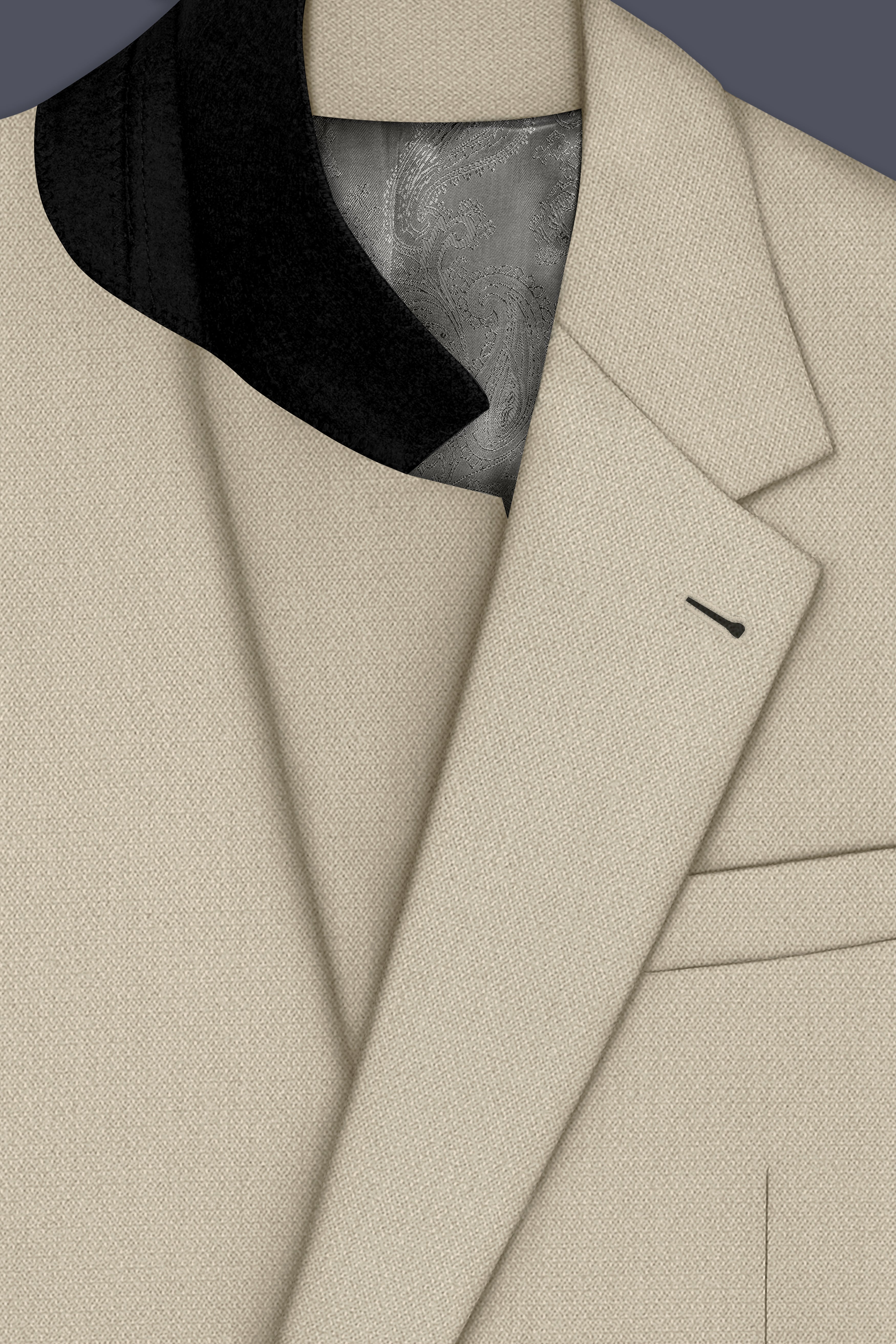 Vellum-Rodeo Cream Diamond Textured Wool Rich Slight Stretch Single Breasted Suit