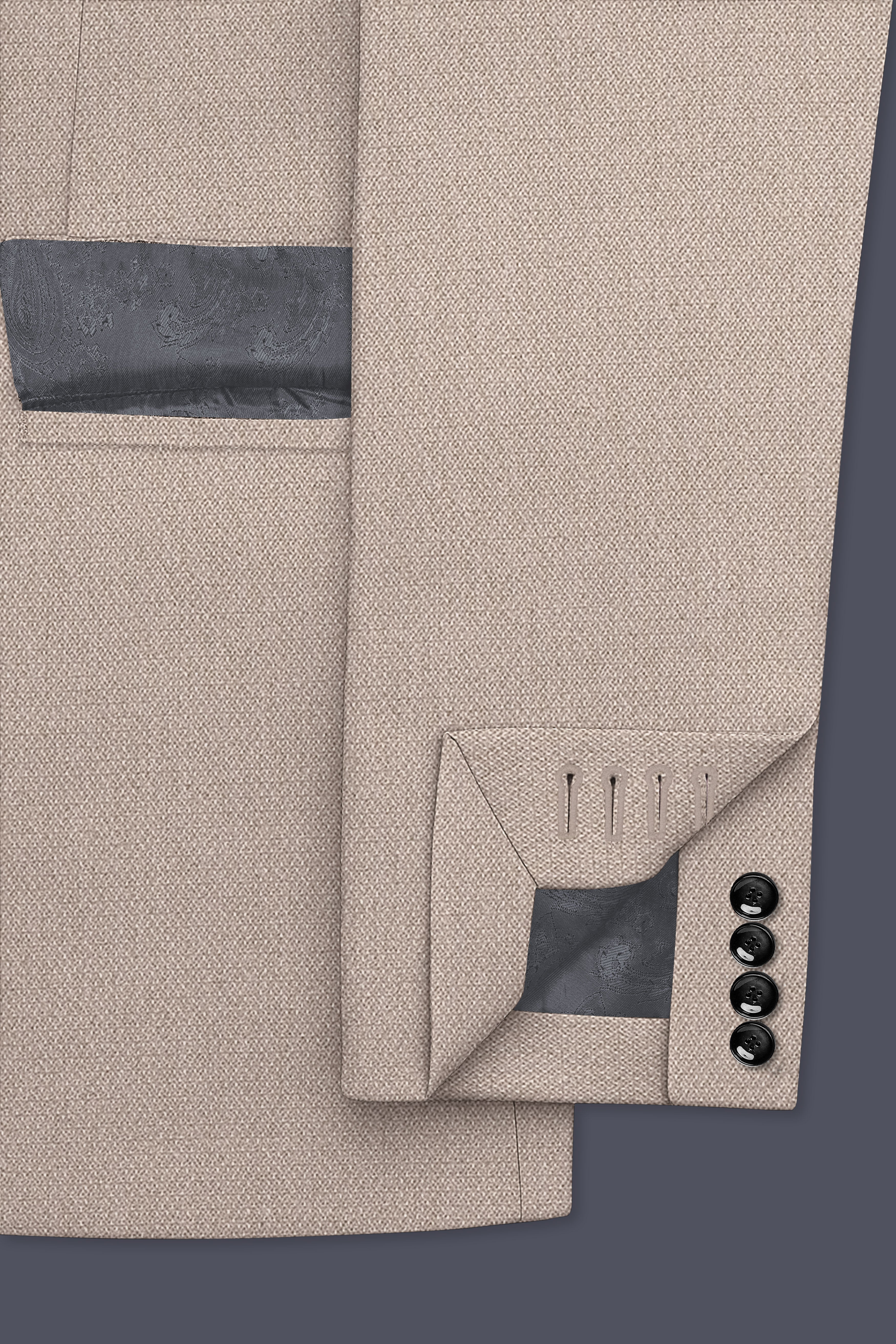 Vellum-Rodeo Cream Diamond Textured Wool Rich Slight Stretch Single Breasted Suit