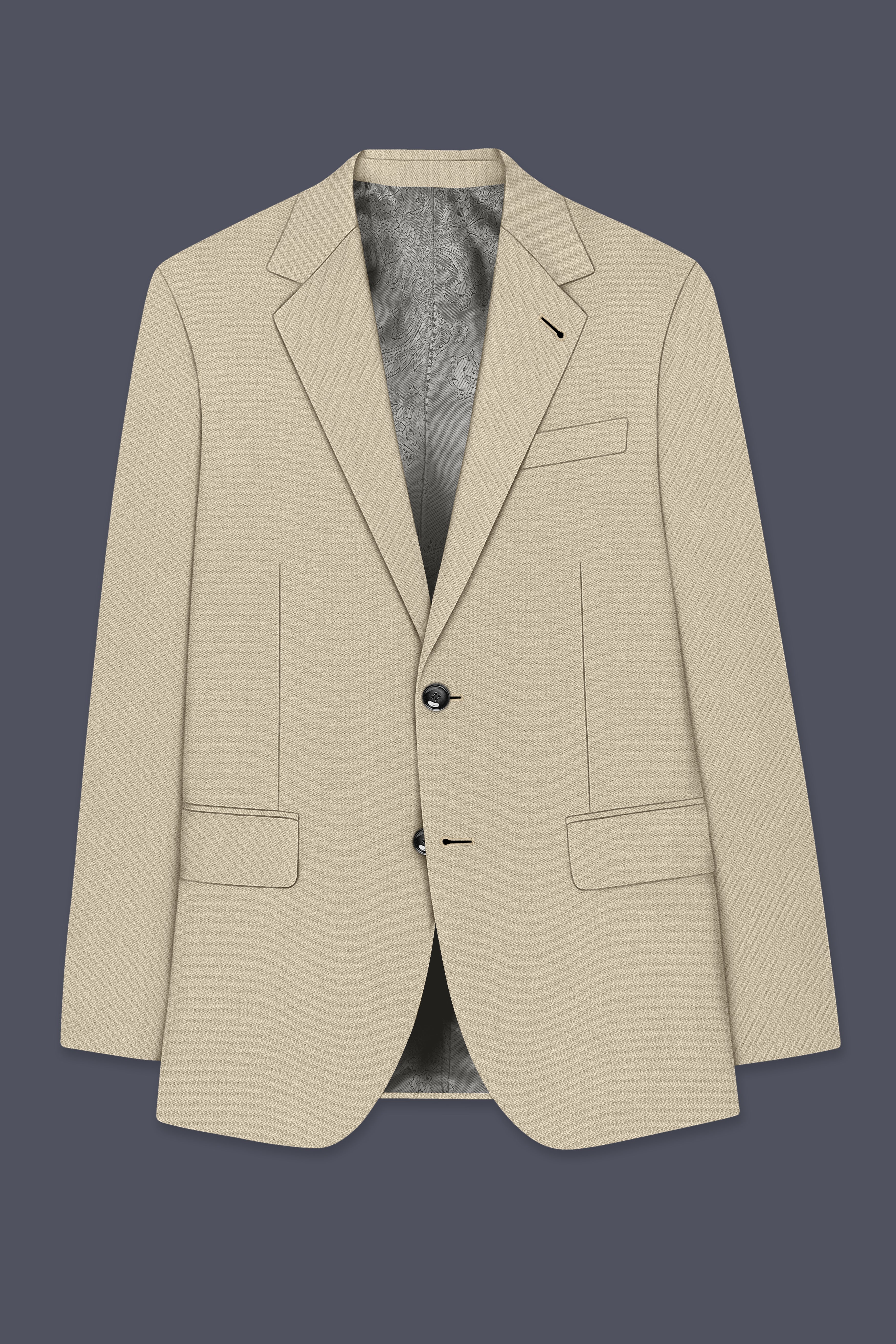 Vellum-Rodeo Cream Diamond Textured Wool Rich Slight Stretch Single Breasted Suit