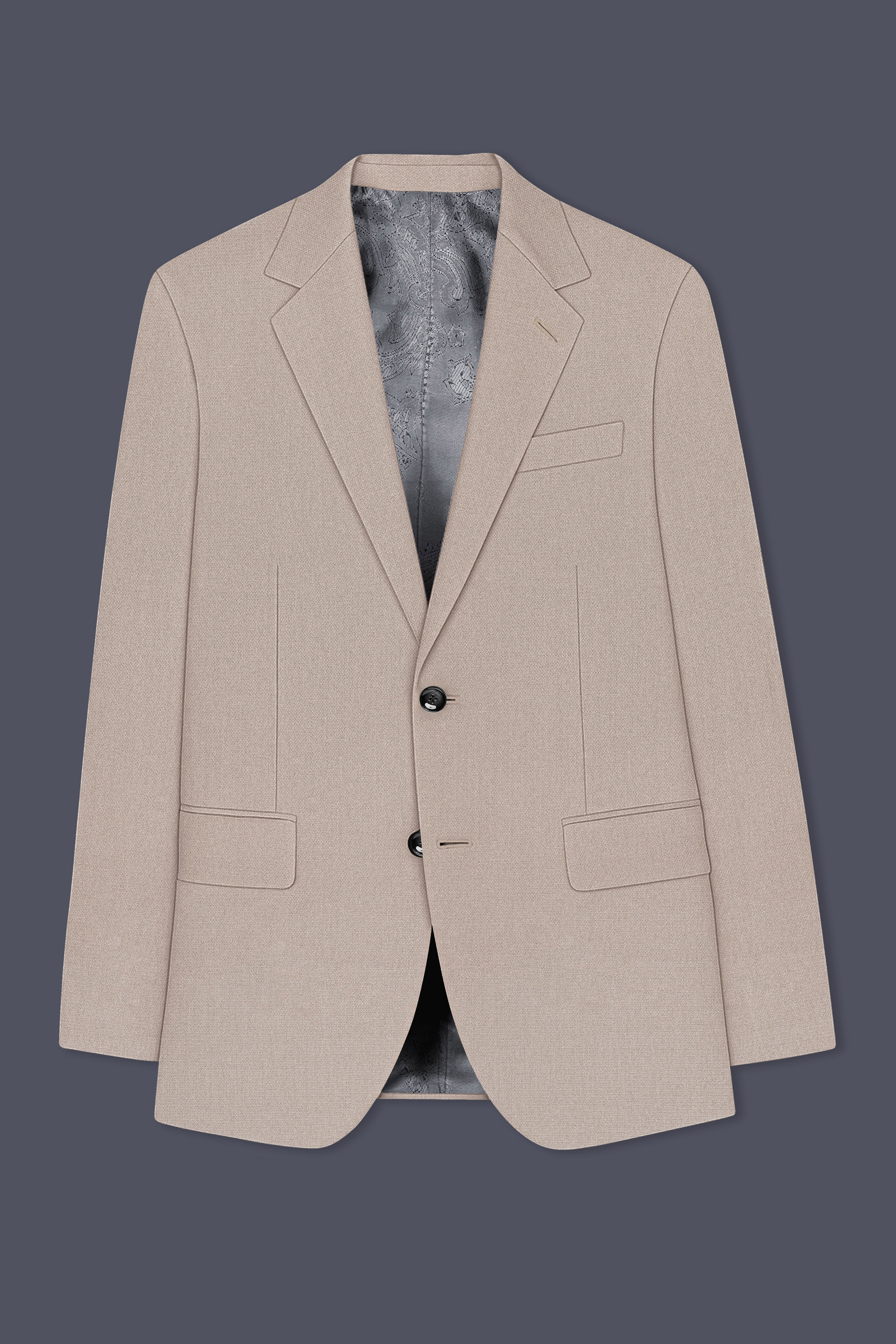 Vellum-Rodeo Cream Diamond Textured Wool Rich Slight Stretch Single Breasted Suit