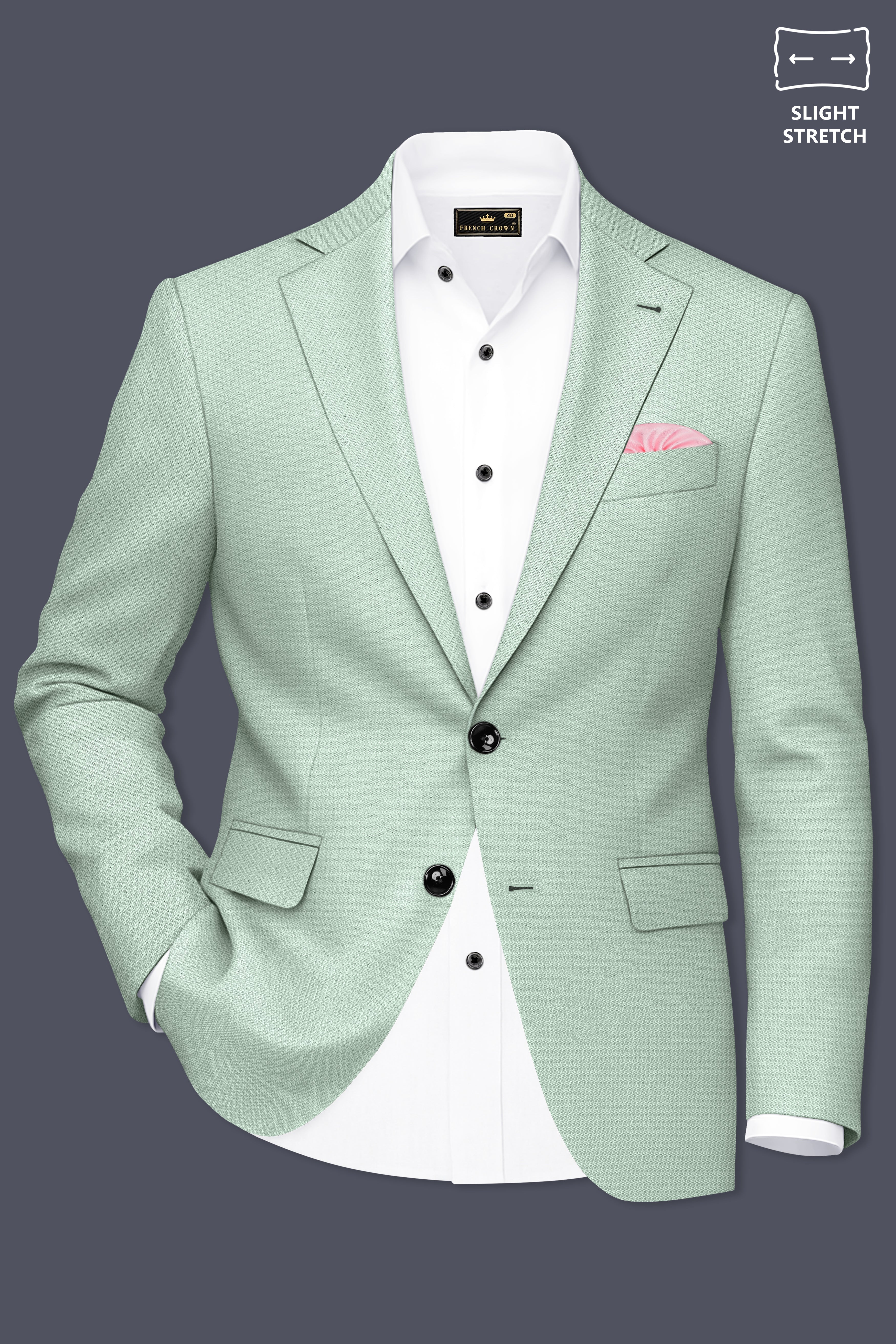 Sylvan-Cascade Green Diamond Textured Wool Rich Slight Stretch Single Breasted Suit
