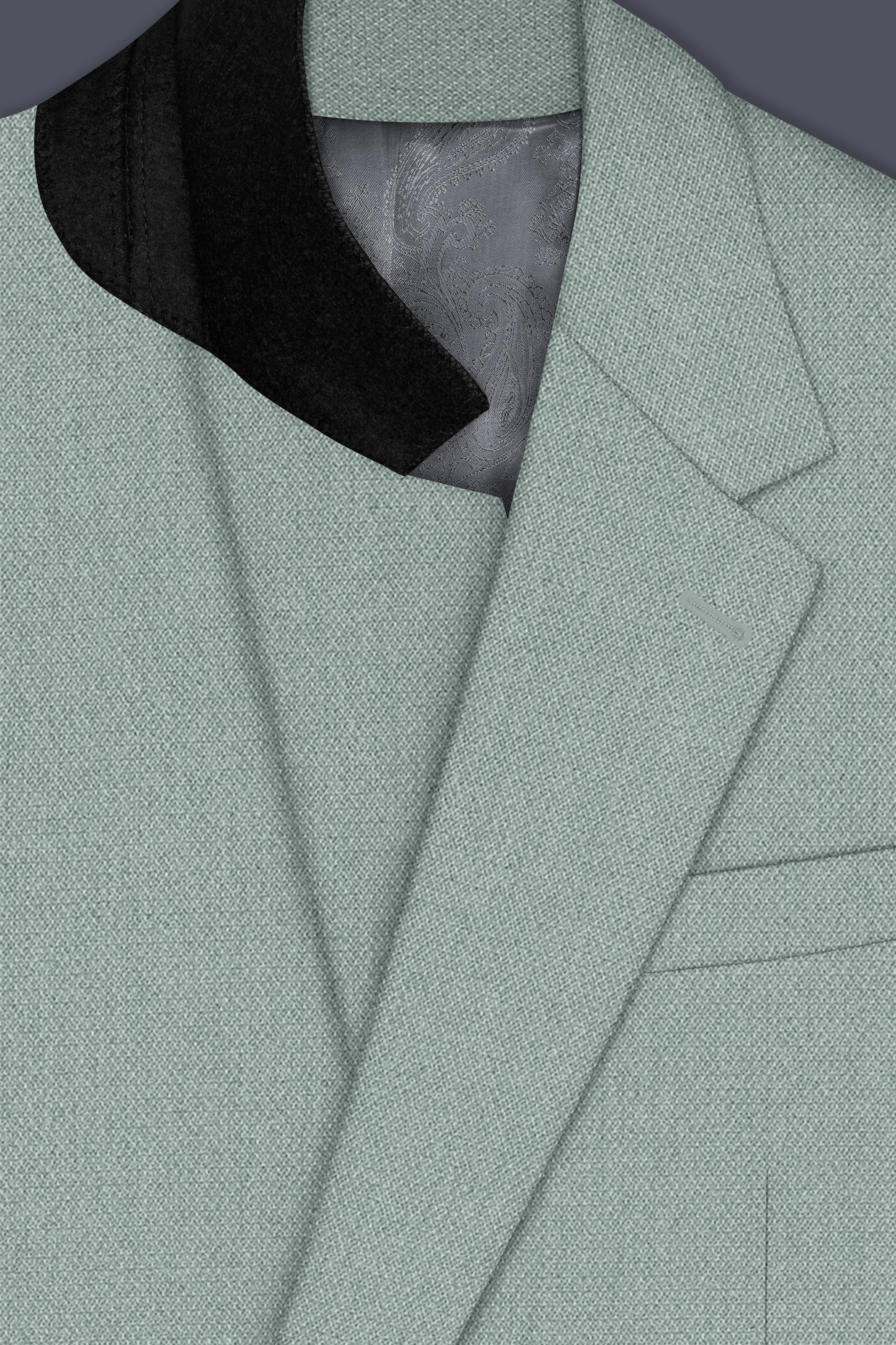 Sylvan-Cascade Green Diamond Textured Wool Rich Slight Stretch Single Breasted Suit