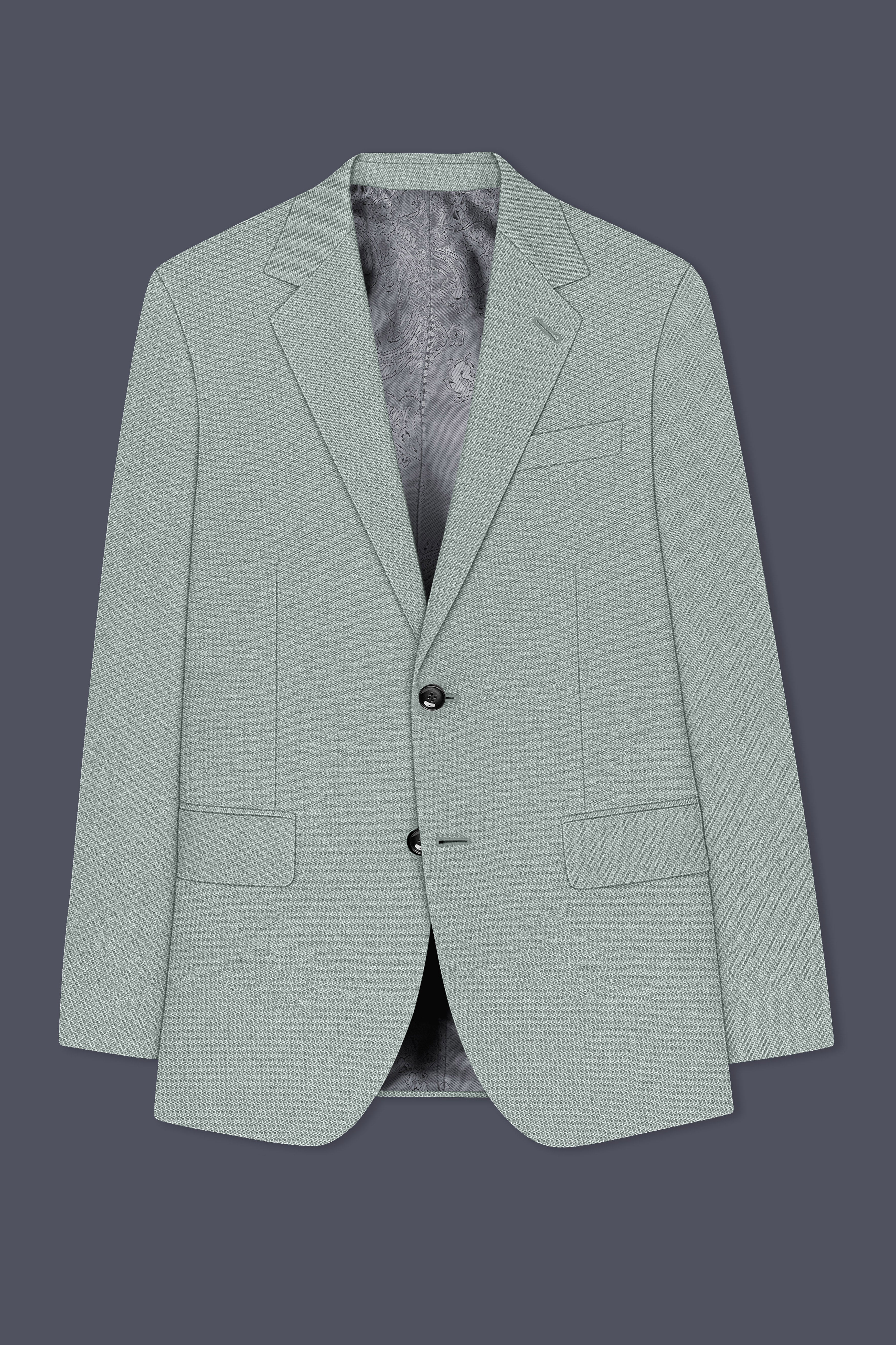 Sylvan-Cascade Green Diamond Textured Wool Rich Slight Stretch Single Breasted Suit