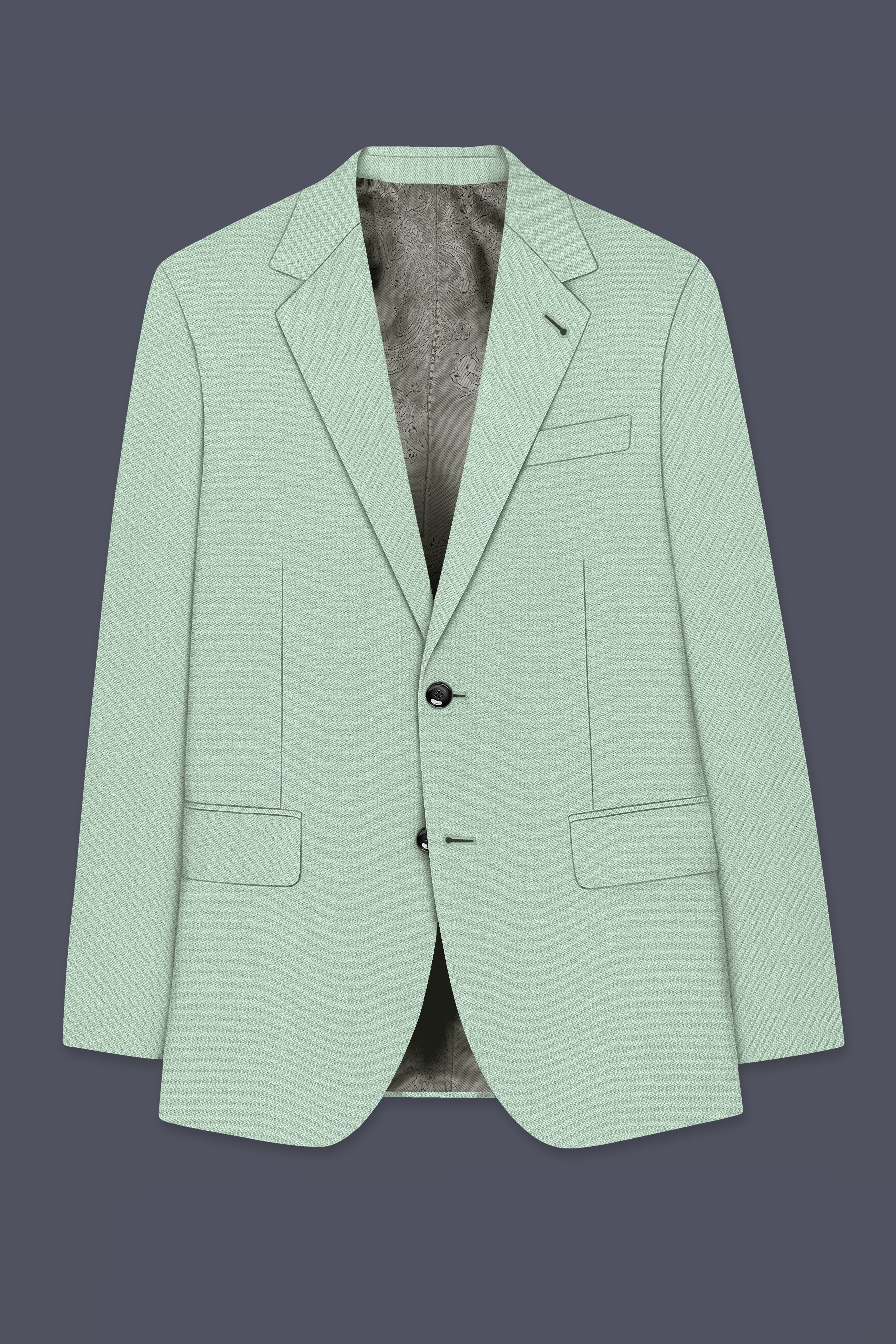 Sylvan-Cascade Green Diamond Textured Wool Rich Slight Stretch Single Breasted Suit