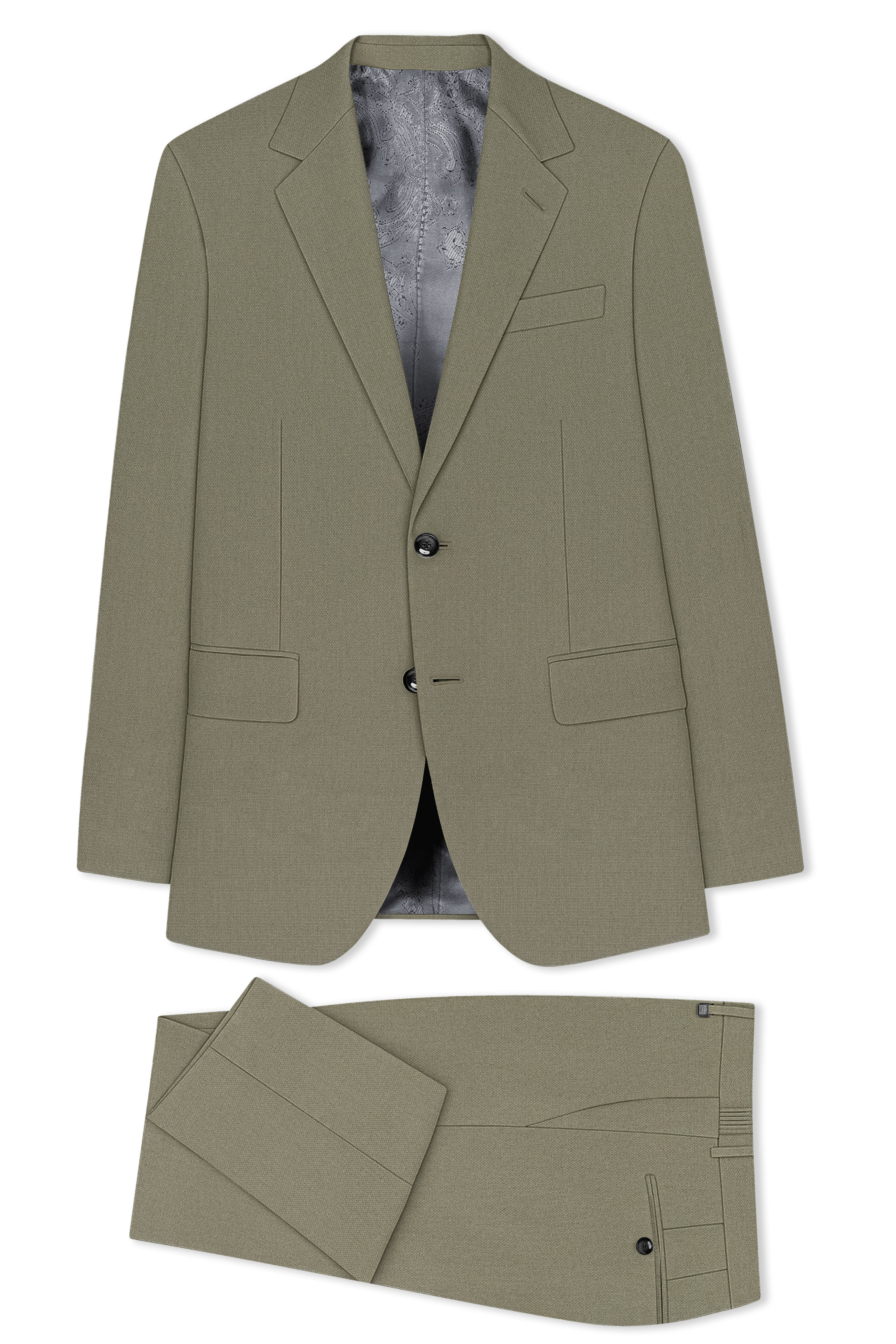Verdo-Pablo Green Diamond Textured Wool Rich Slight Stretch Single Breasted Suit