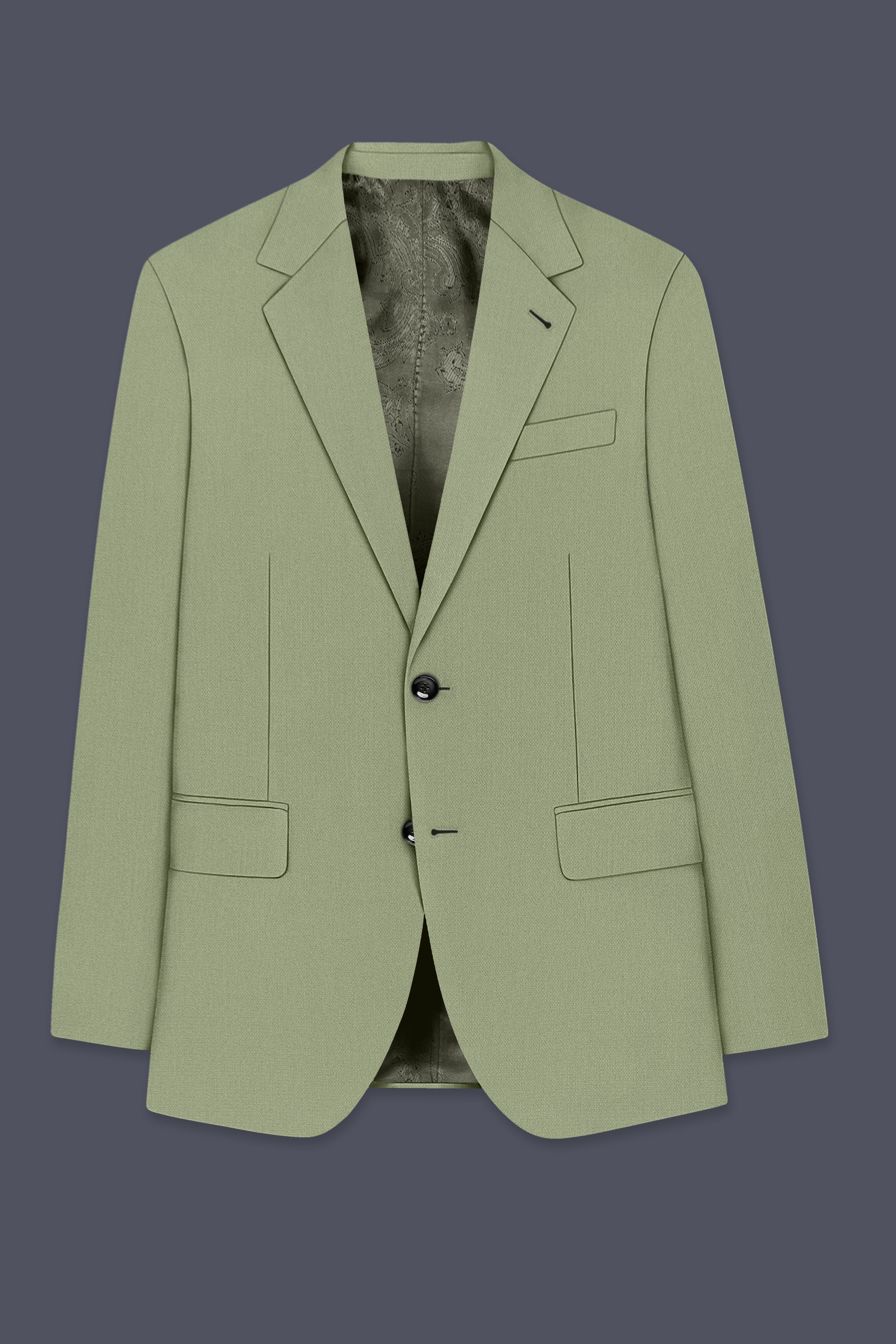 Verdo-Pablo Green Diamond Textured Wool Rich Slight Stretch Single Breasted Suit