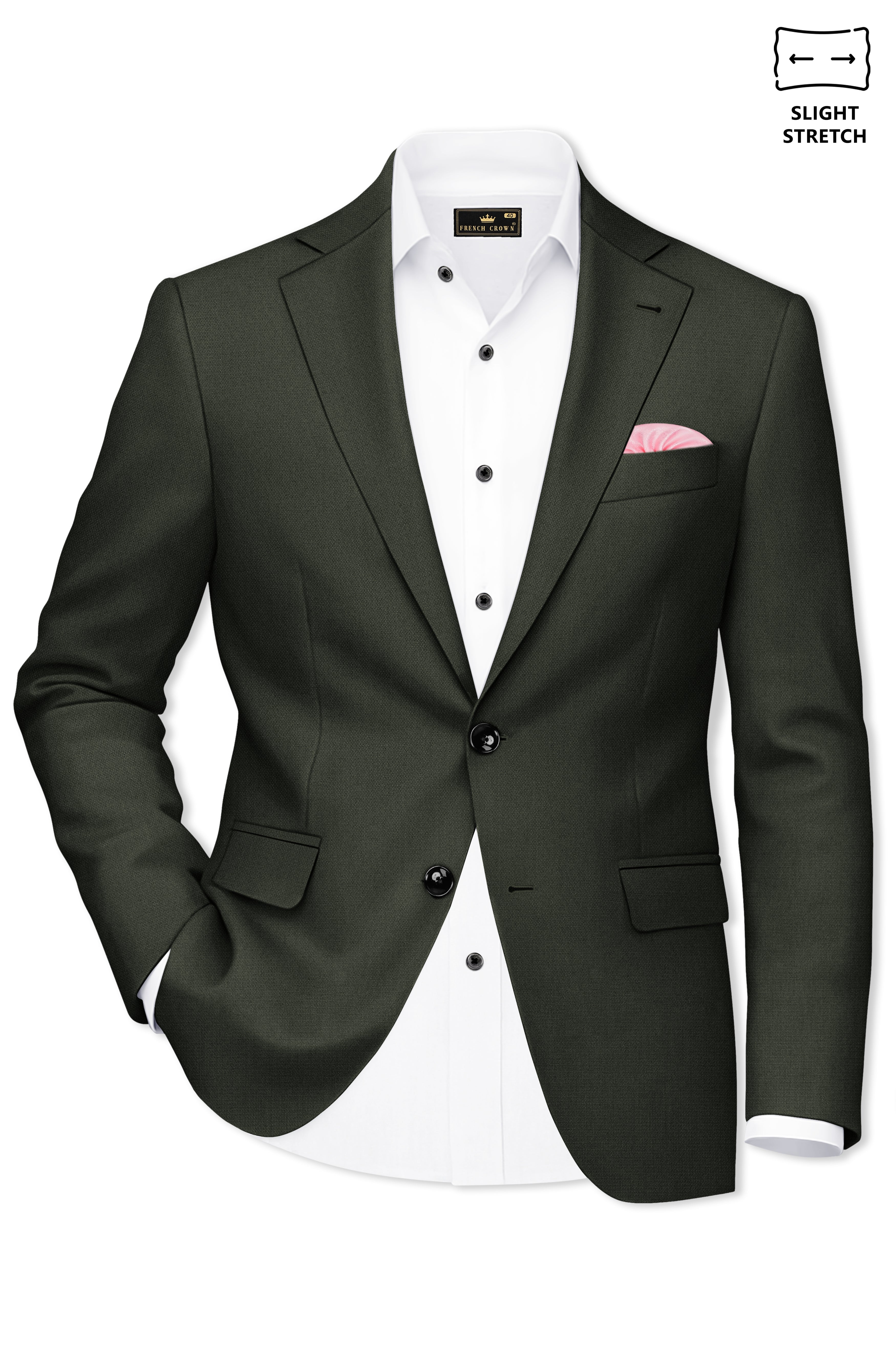 Velaro-Rangoon Green Diamond Textured Wool Rich Slight Stretch Single Breasted Suit