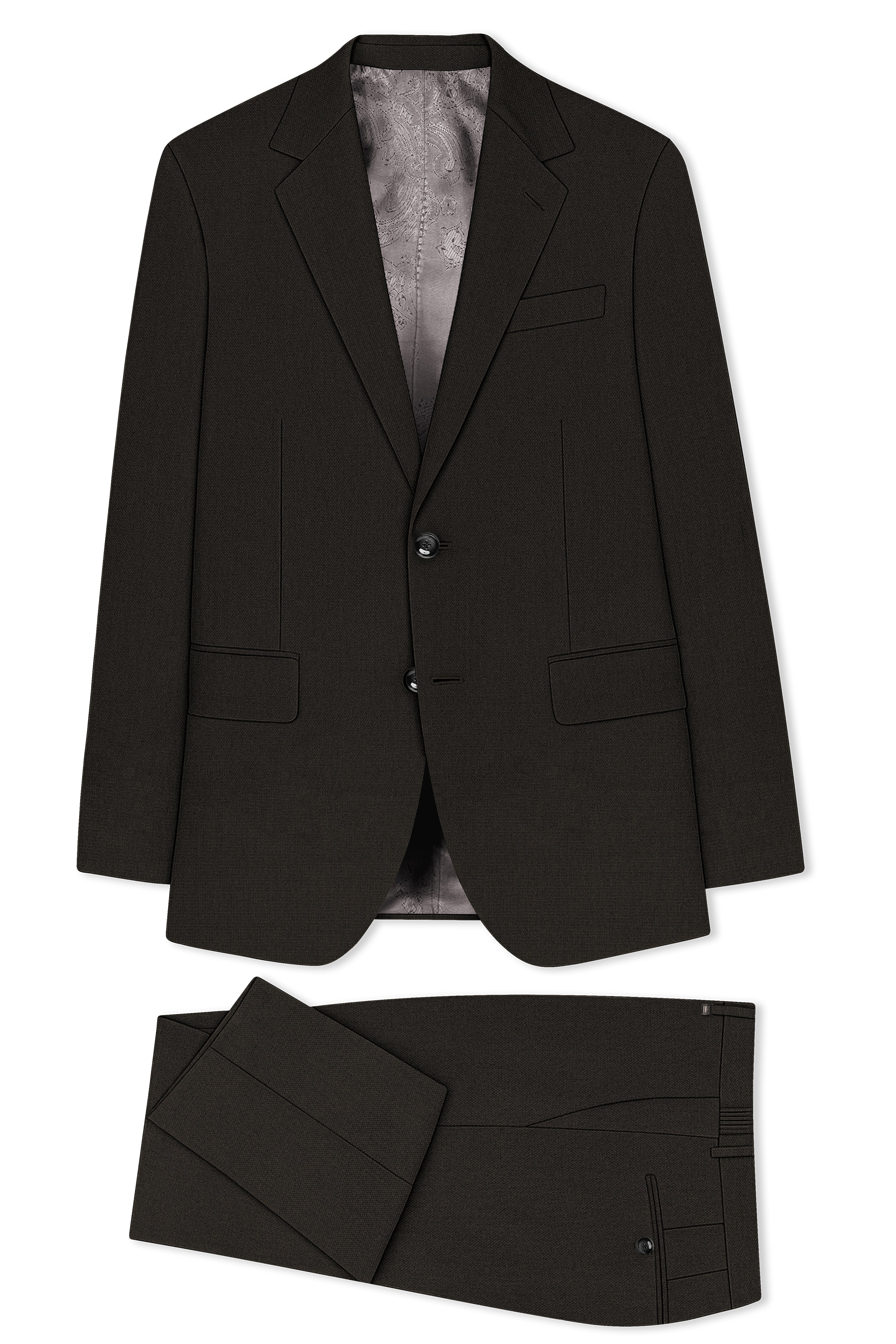 Velaro-Rangoon Green Diamond Textured Wool Rich Slight Stretch Single Breasted Suit