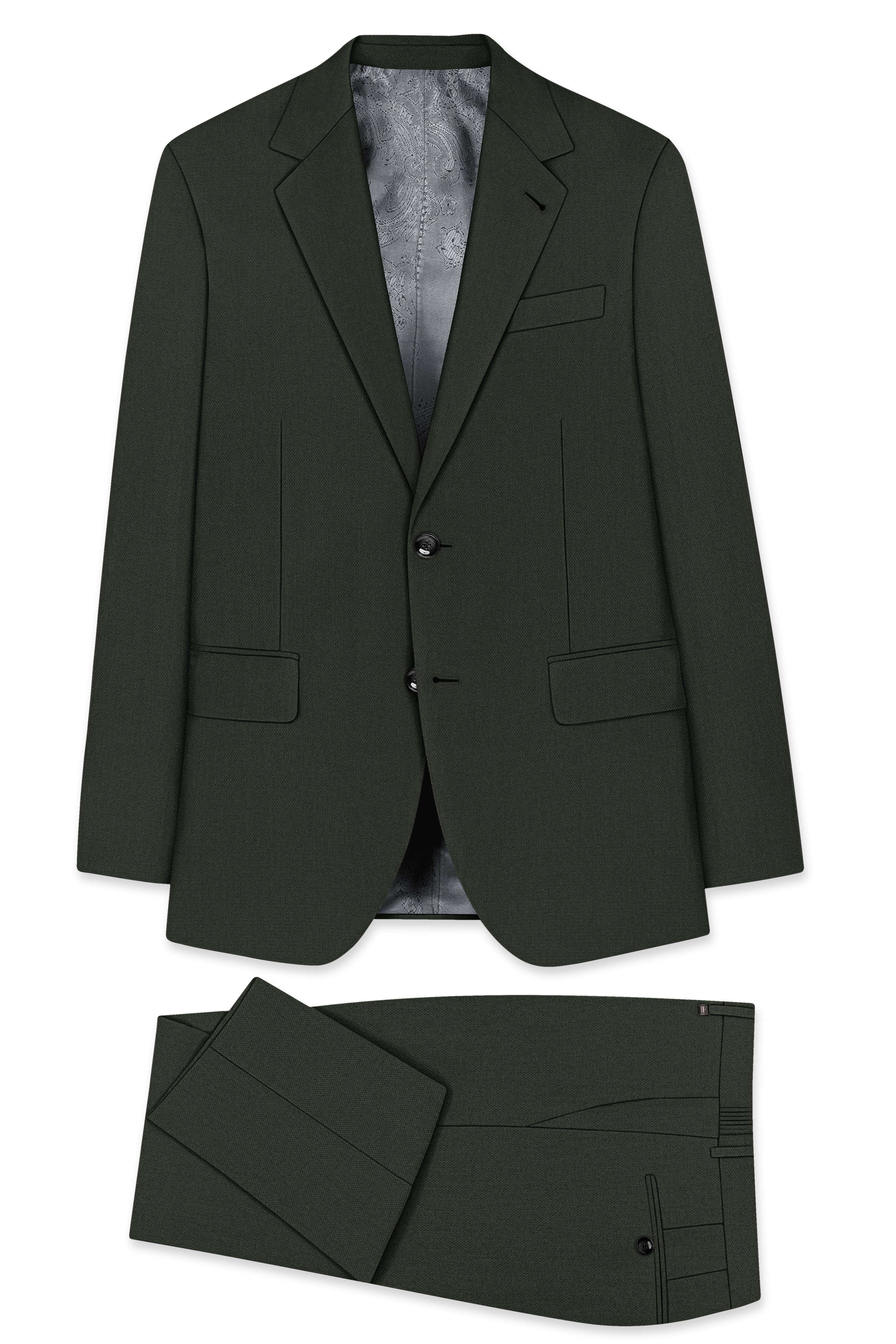 Velaro-Rangoon Green Diamond Textured Wool Rich Slight Stretch Single Breasted Suit