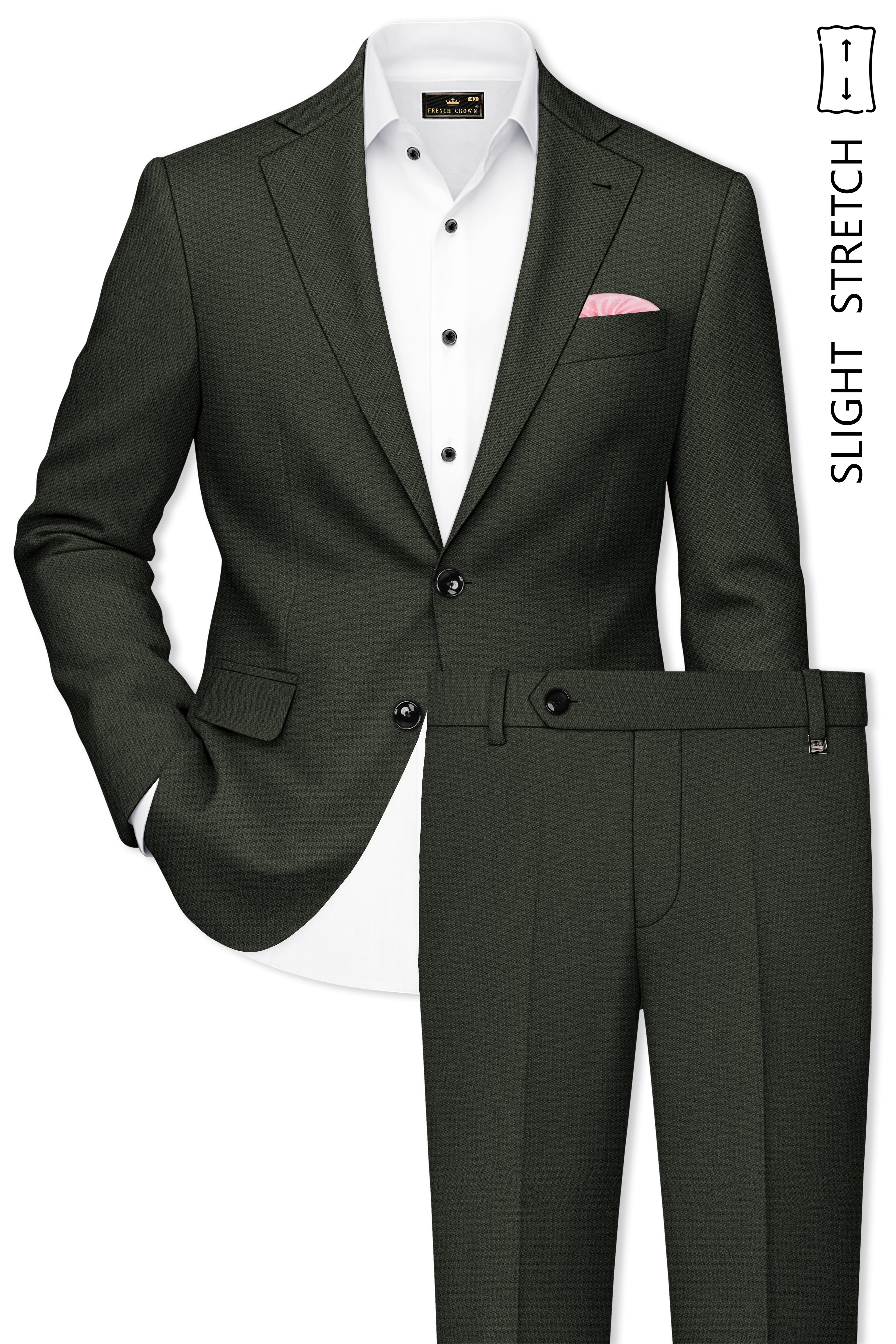 Velaro-Rangoon Green Diamond Textured Wool Rich Slight Stretch Single Breasted Suit