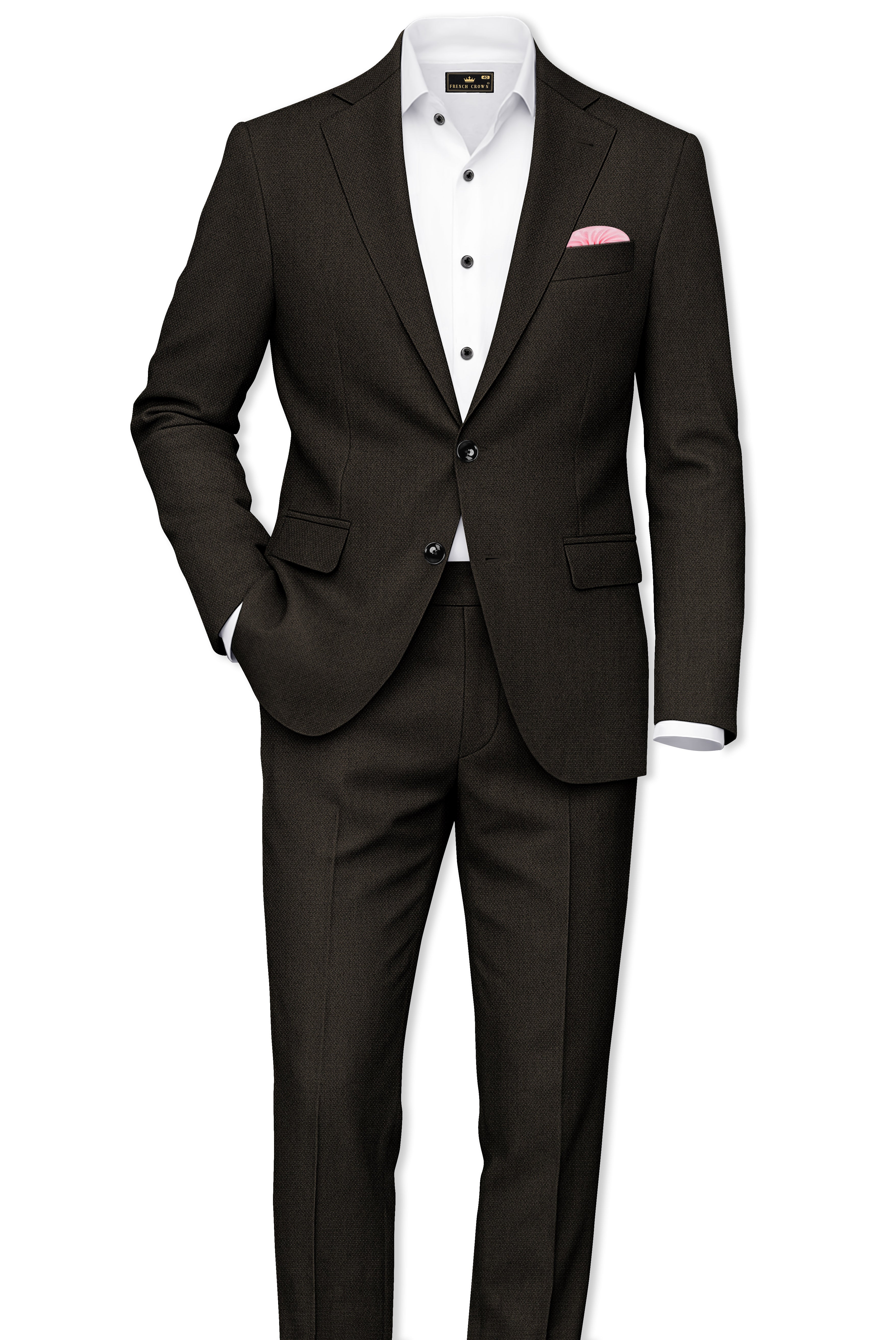 Velaro-Rangoon Green Diamond Textured Wool Rich Slight Stretch Single Breasted Suit