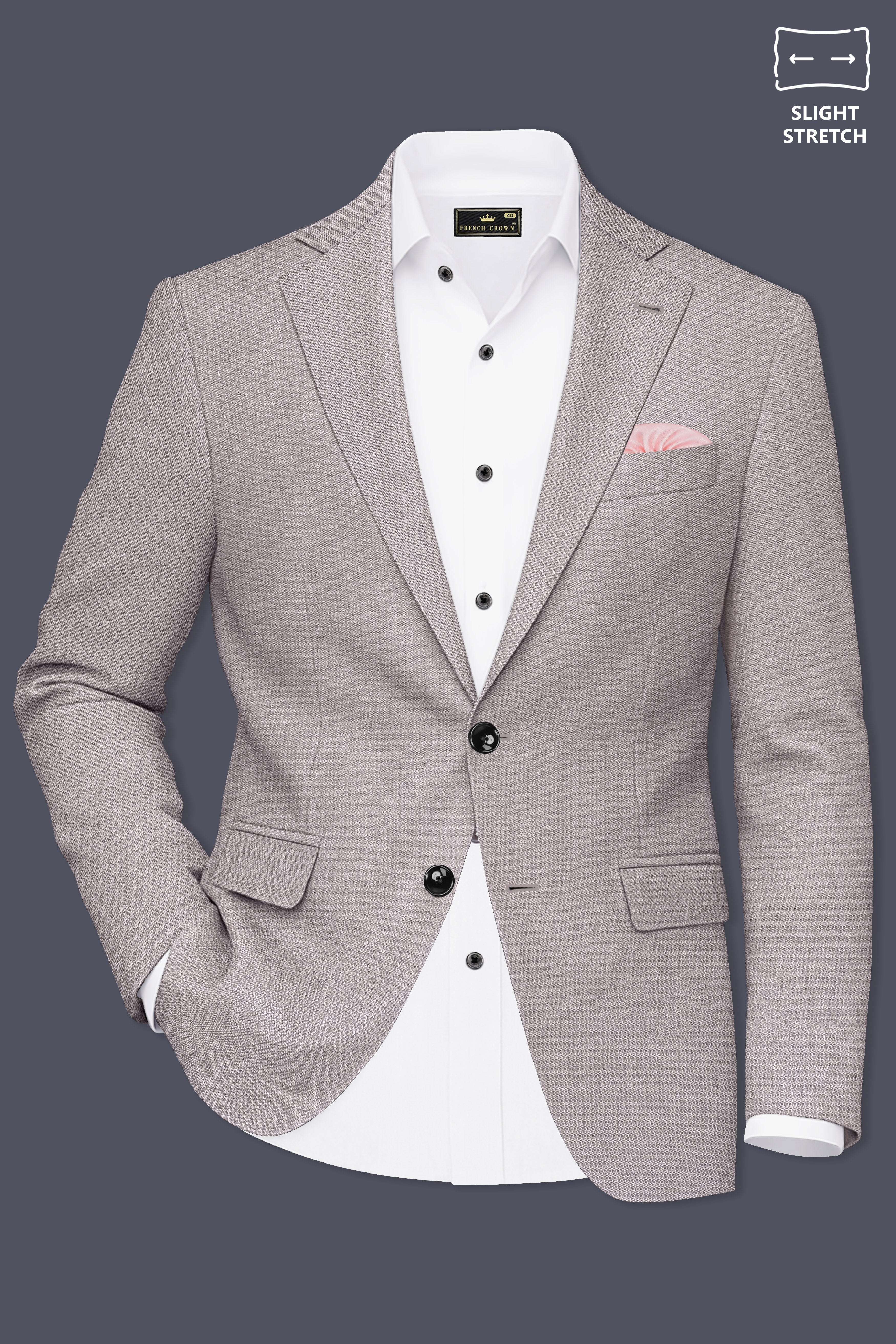 Helix-Fossil Gray Diamond Textured Wool Rich Slight Stretch Single Breasted Suit
