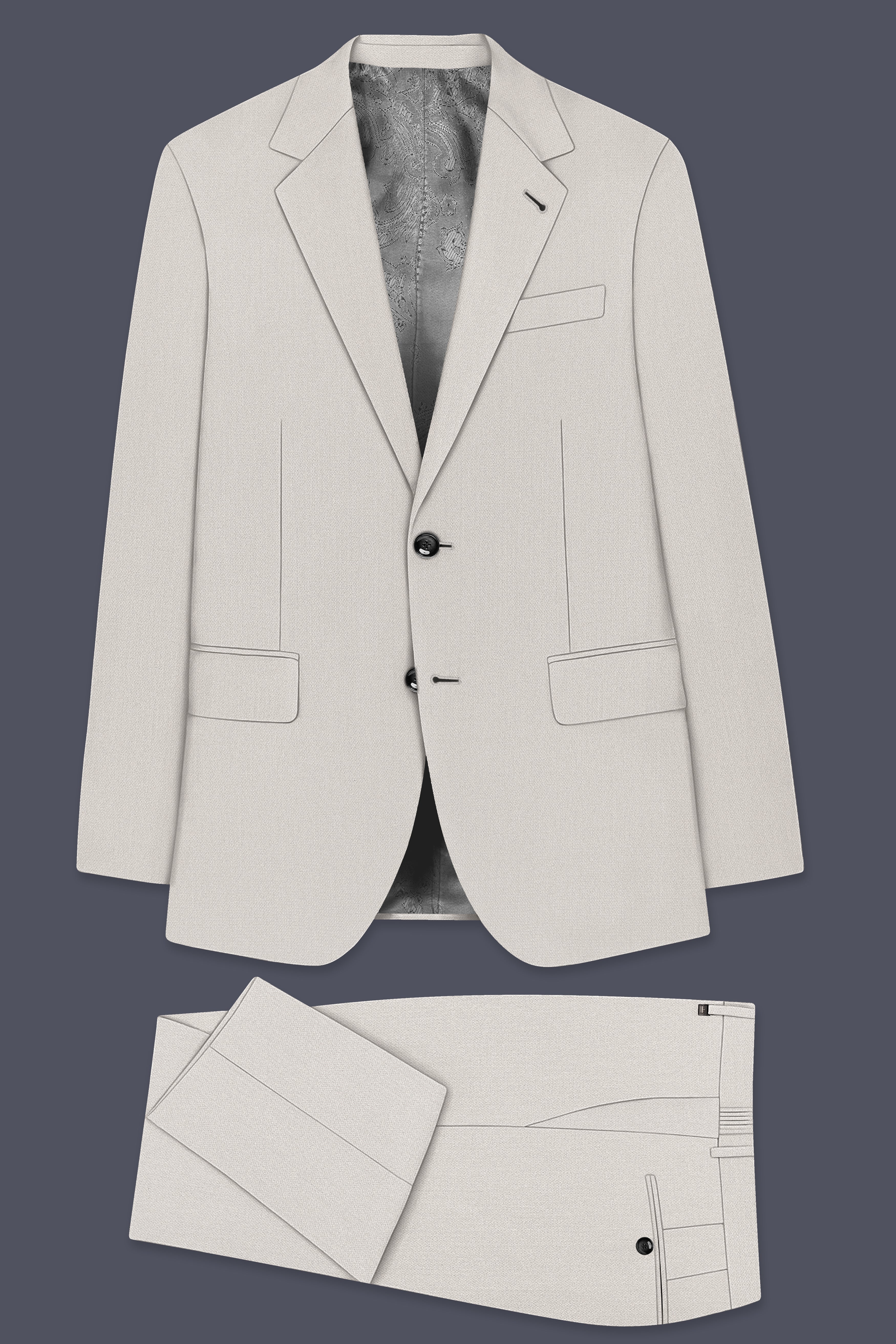 Helix-Fossil Gray Diamond Textured Wool Rich Slight Stretch Single Breasted Suit