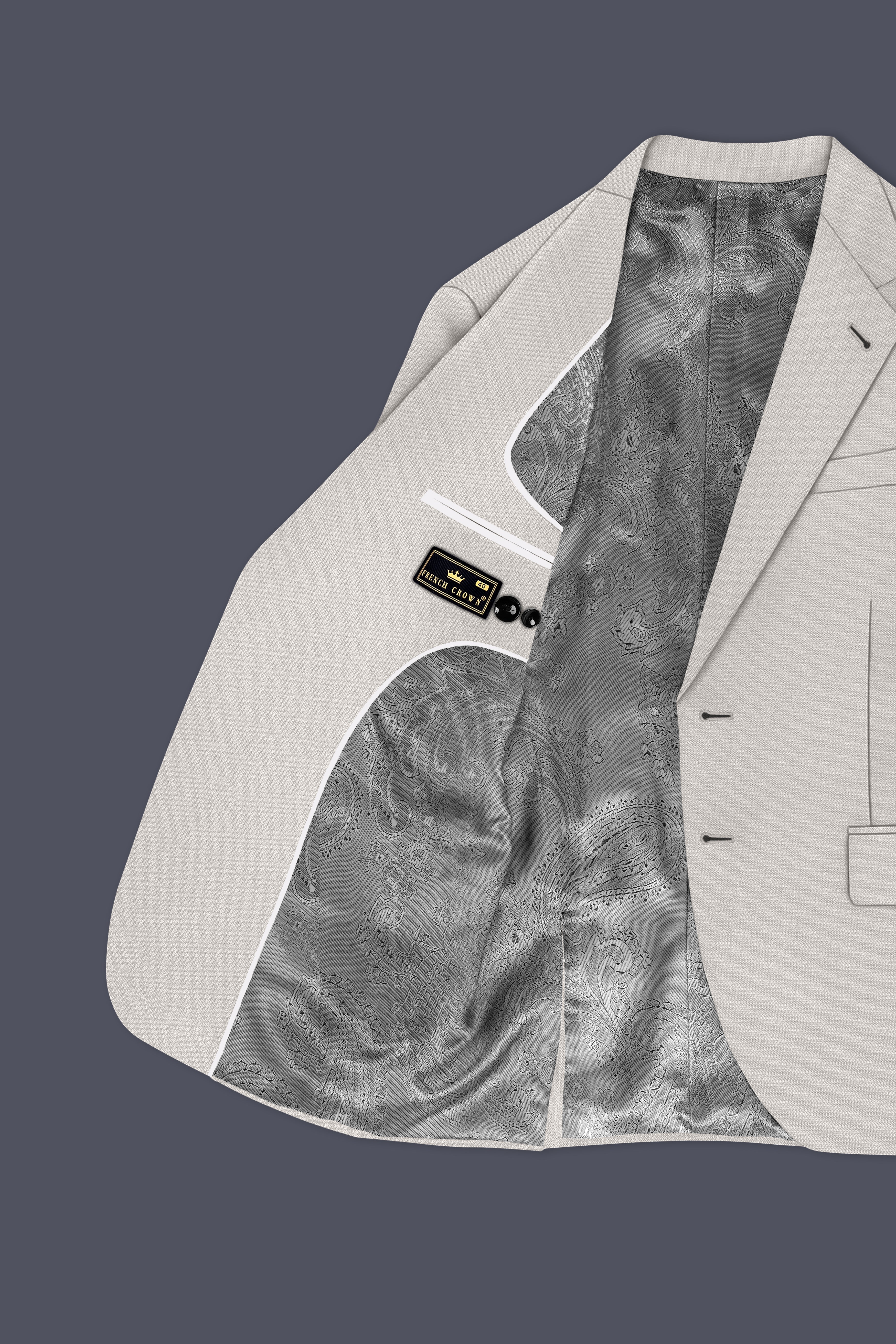 Helix-Fossil Gray Diamond Textured Wool Rich Slight Stretch Single Breasted Suit