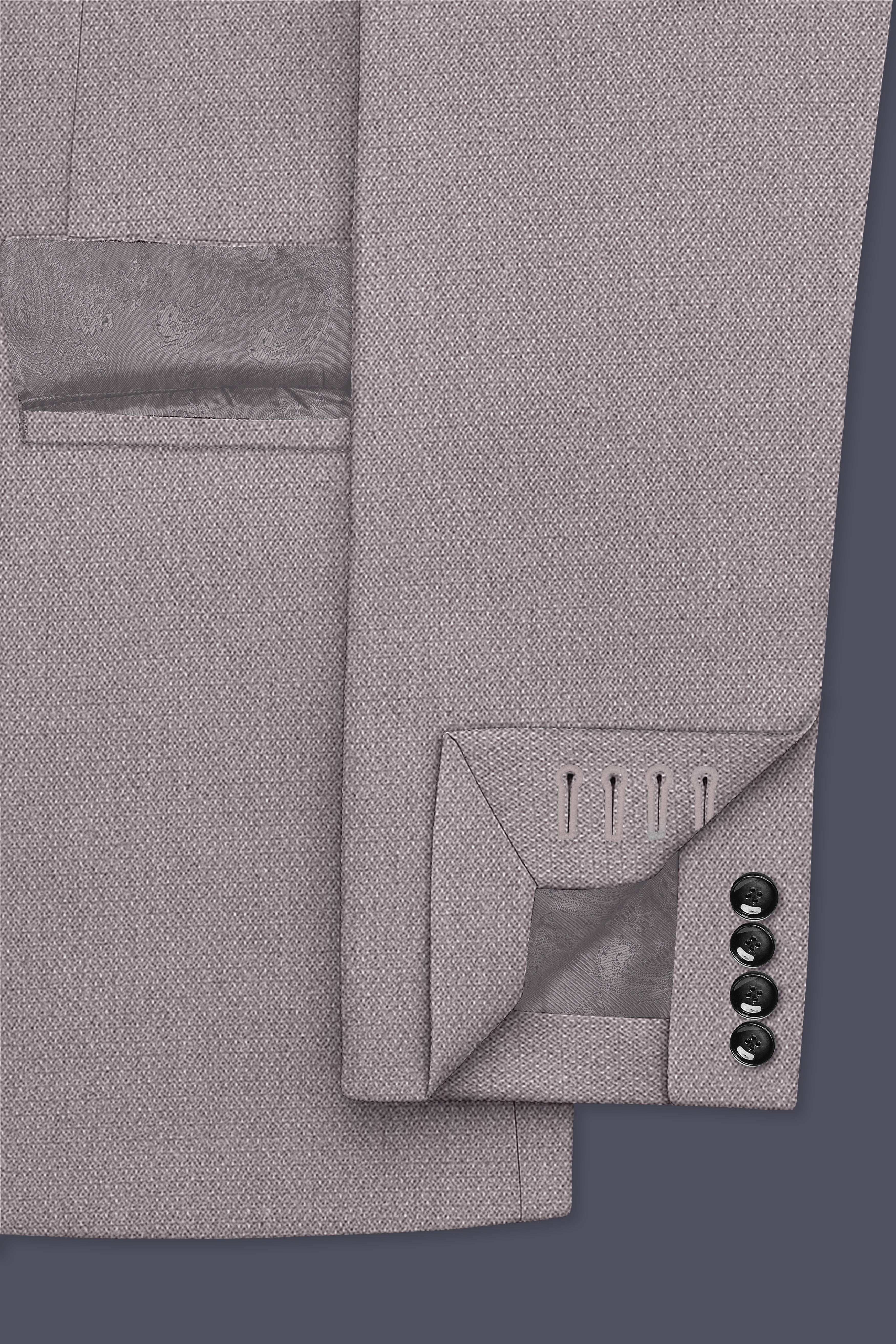 Helix-Fossil Gray Diamond Textured Wool Rich Slight Stretch Single Breasted Suit
