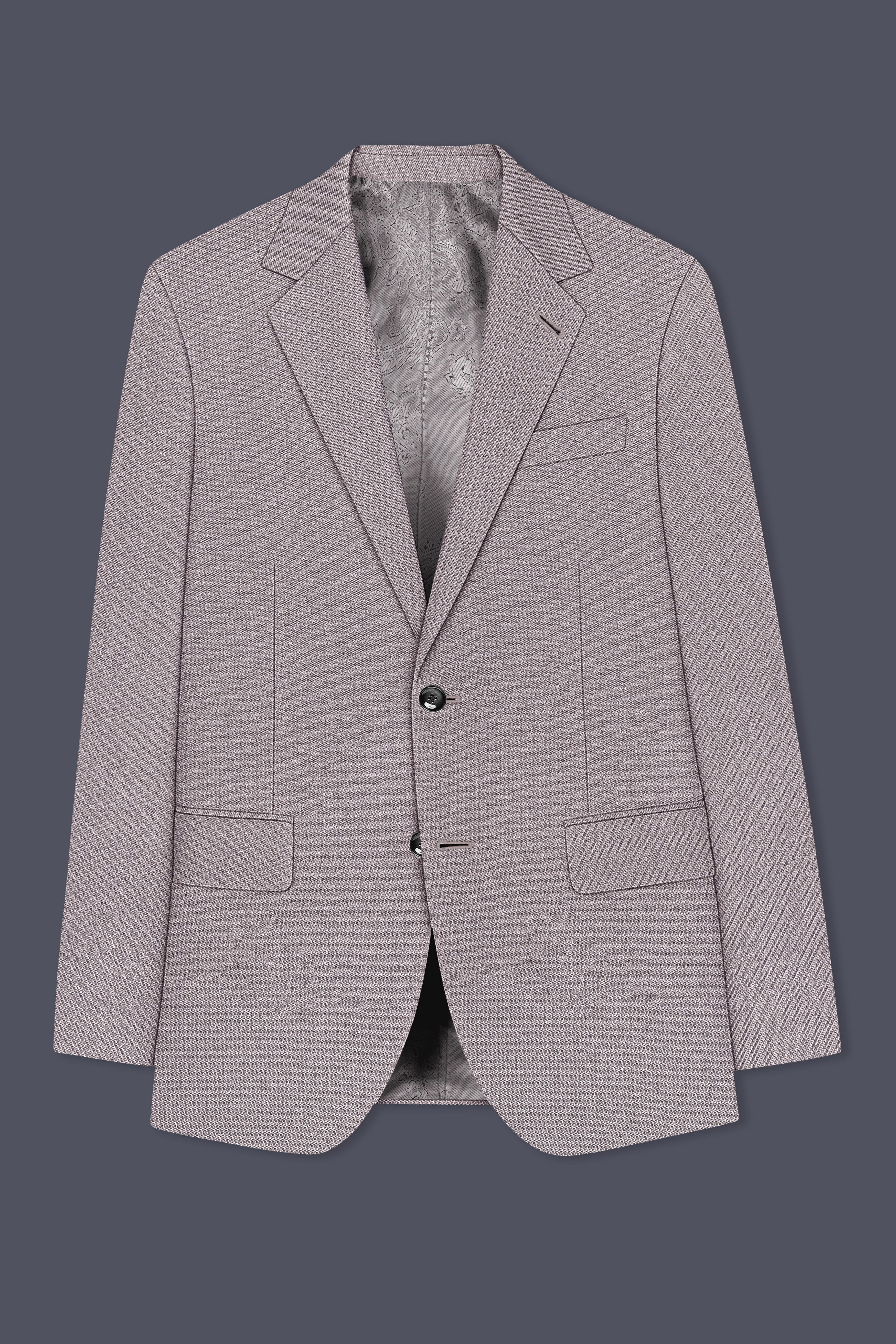 Helix-Fossil Gray Diamond Textured Wool Rich Slight Stretch Single Breasted Suit
