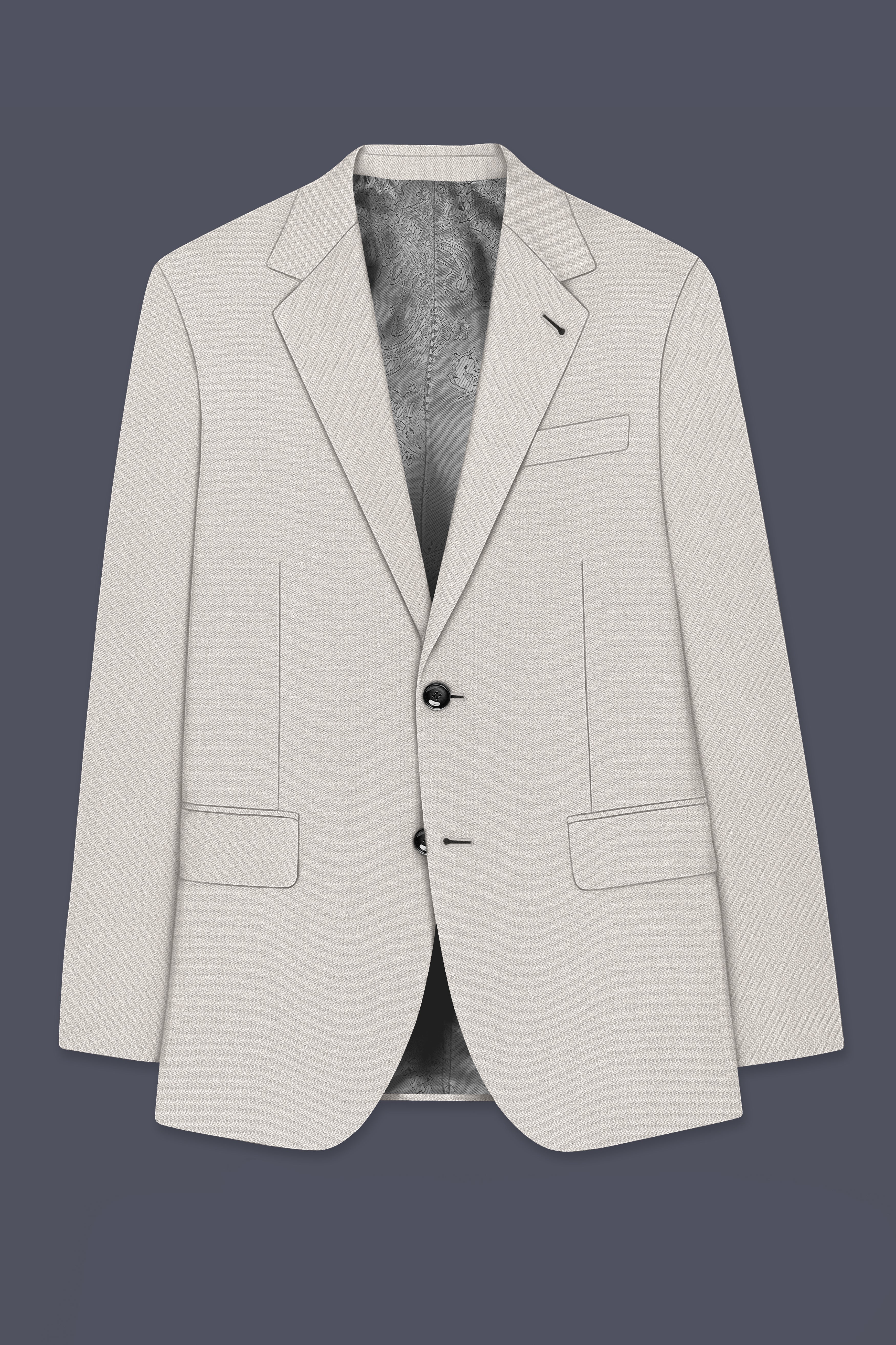 Helix-Fossil Gray Diamond Textured Wool Rich Slight Stretch Single Breasted Suit