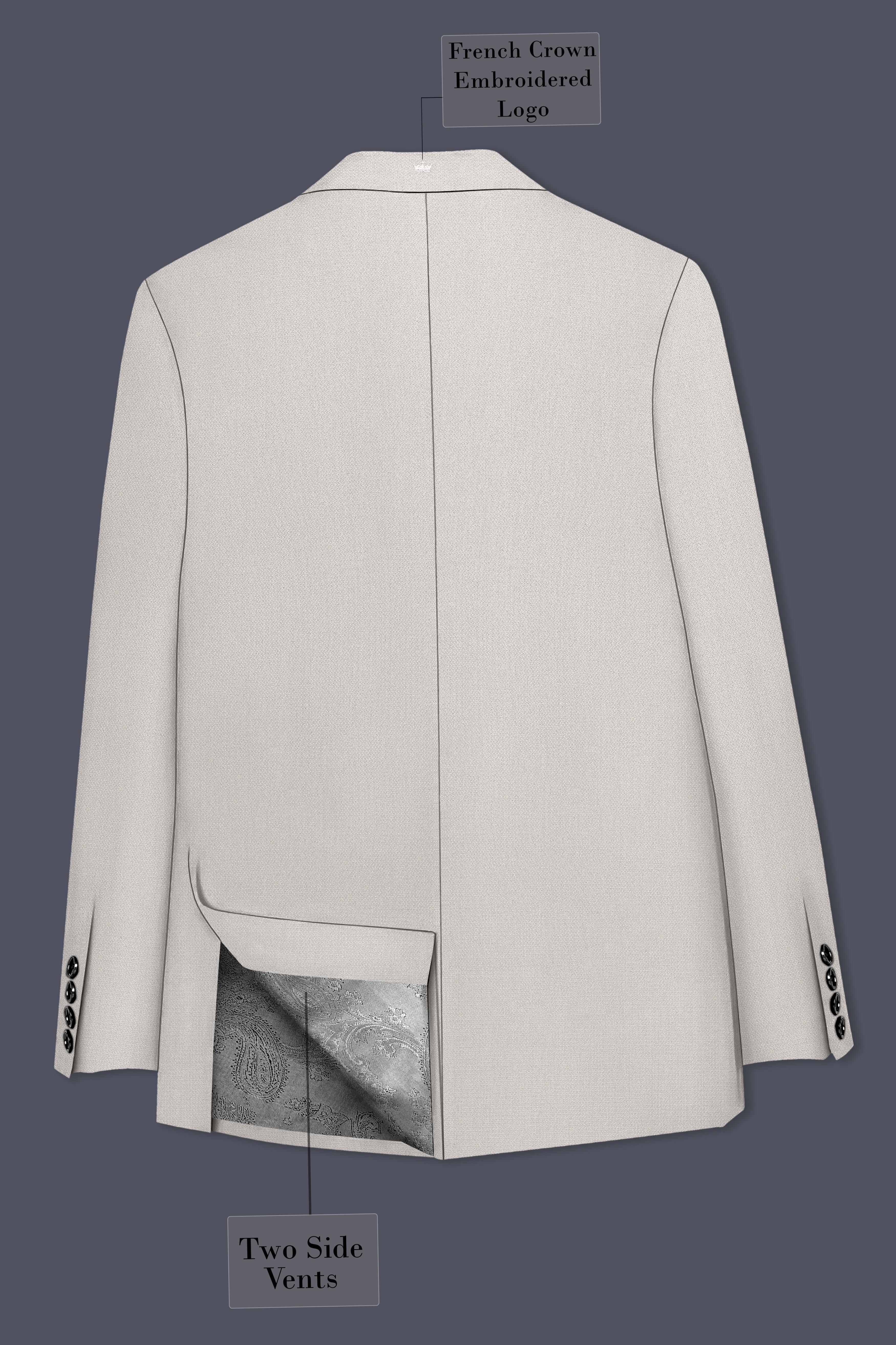 Helix-Fossil Gray Diamond Textured Wool Rich Slight Stretch Single Breasted Suit