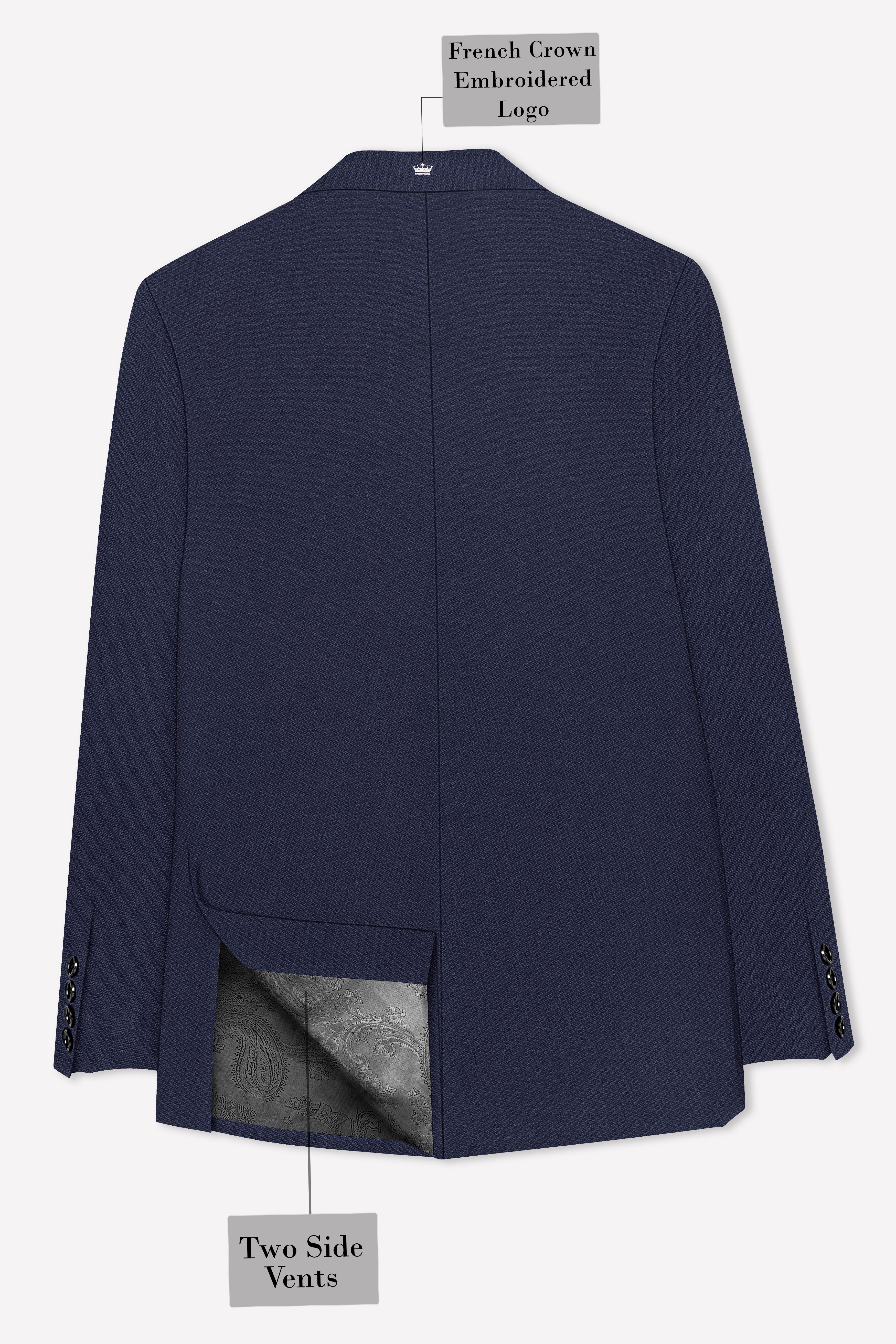 Noctis-Cinder Blue Diamond Textured Wool Rich Slight Stretch Single Breasted Suit