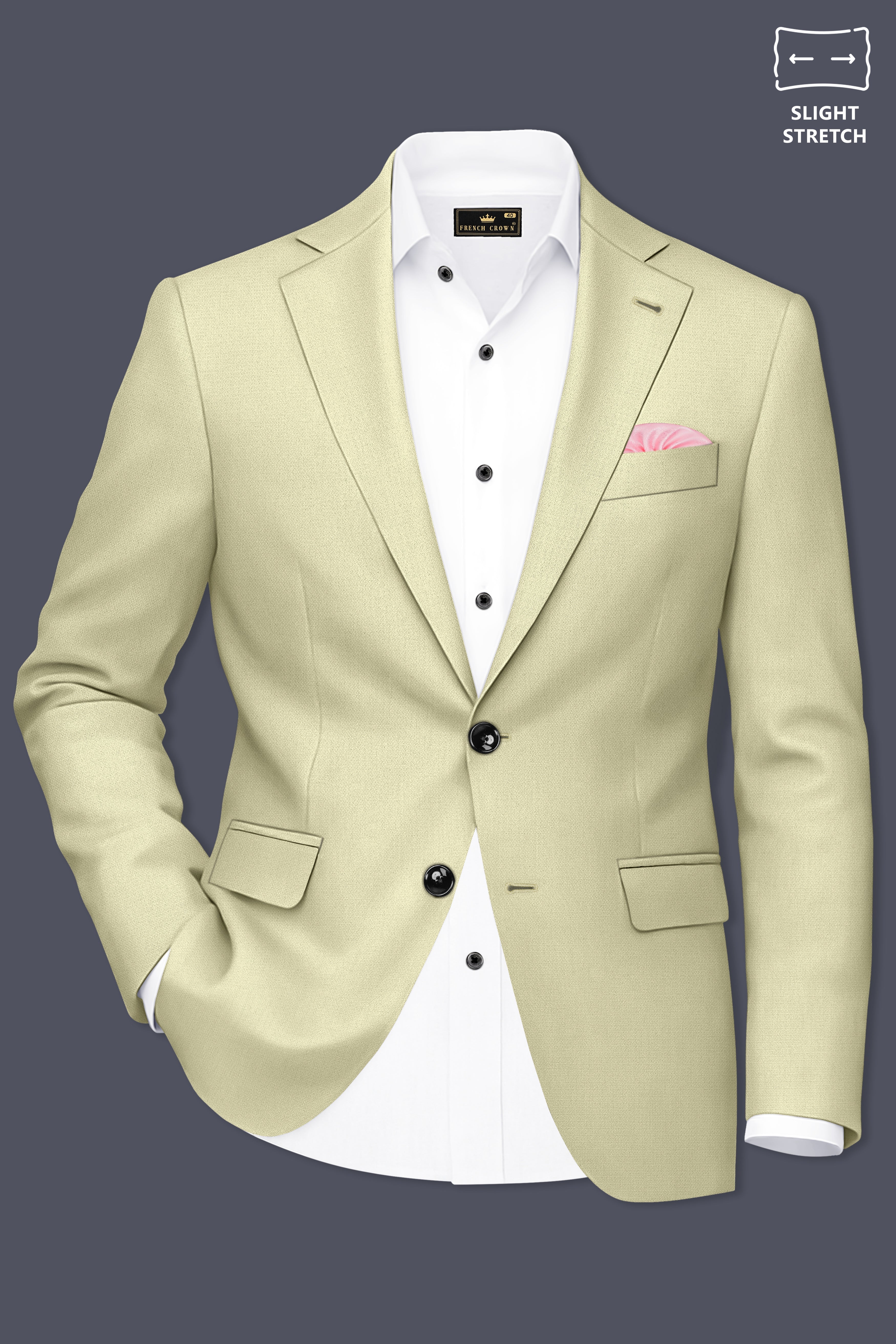 Cedar-Tallow Green Diamond Textured Wool Rich Slight Stretch Single Breasted Suit