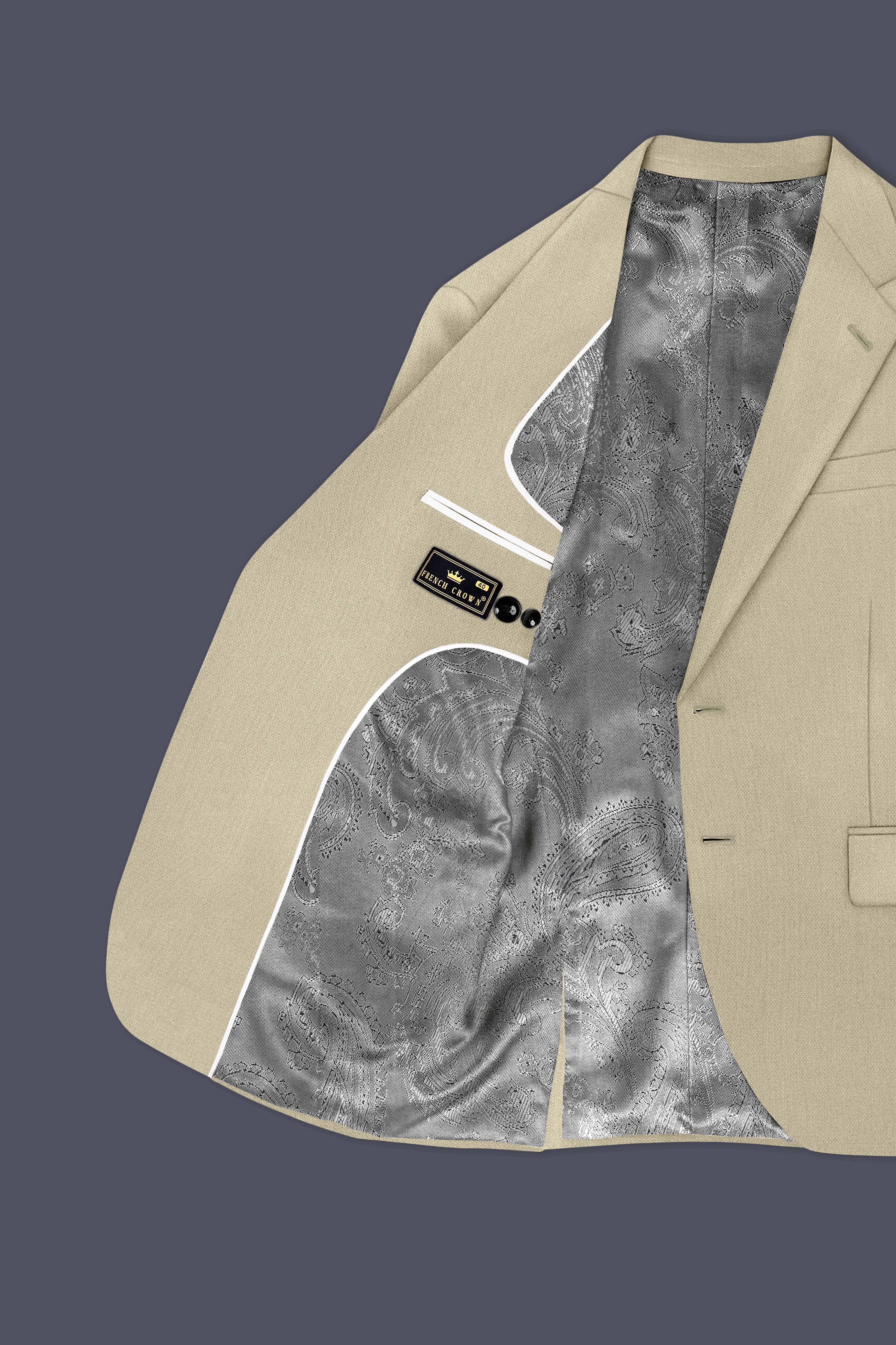 Cedar-Tallow Green Diamond Textured Wool Rich Slight Stretch Single Breasted Suit