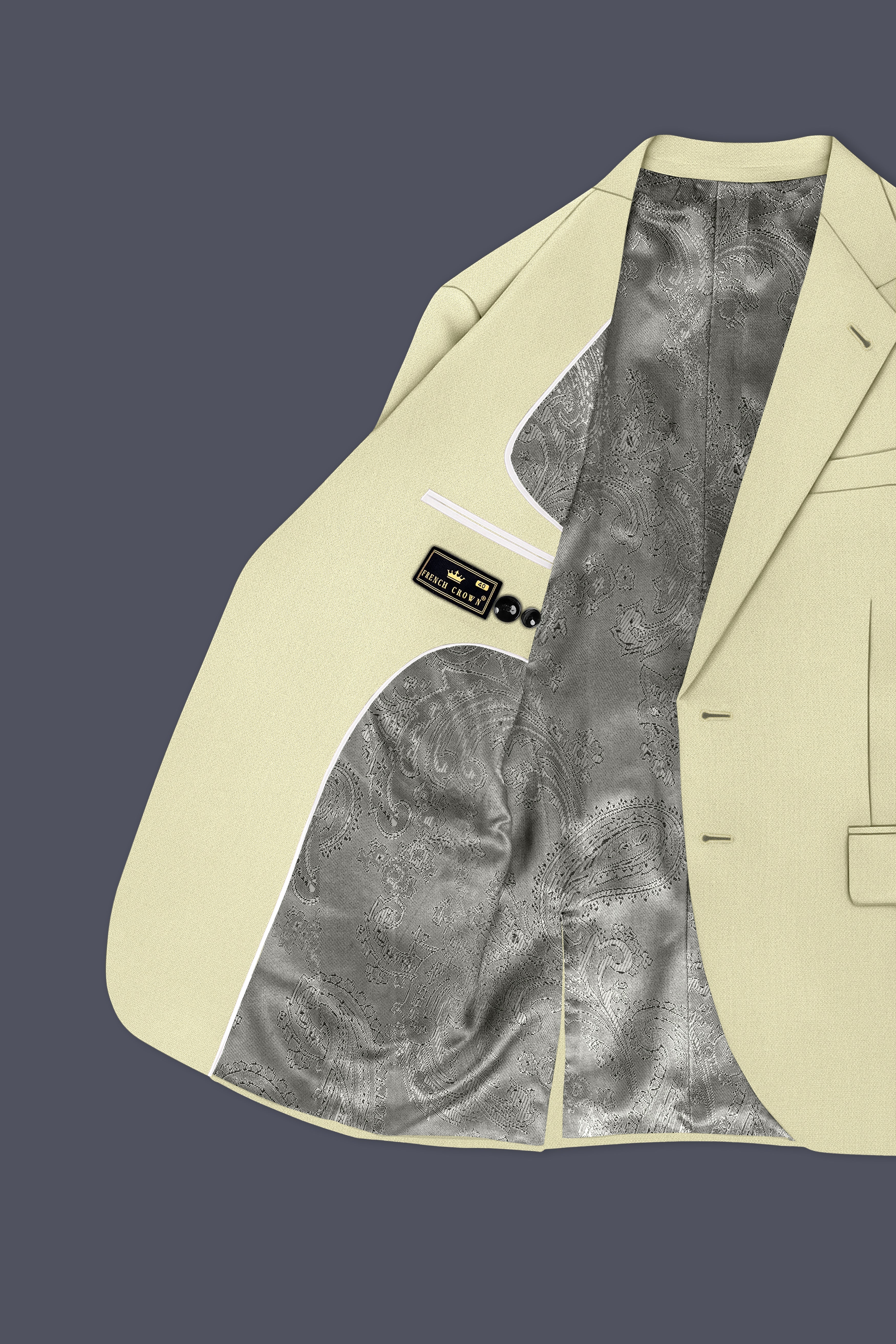 Cedar-Tallow Green Diamond Textured Wool Rich Slight Stretch Single Breasted Suit