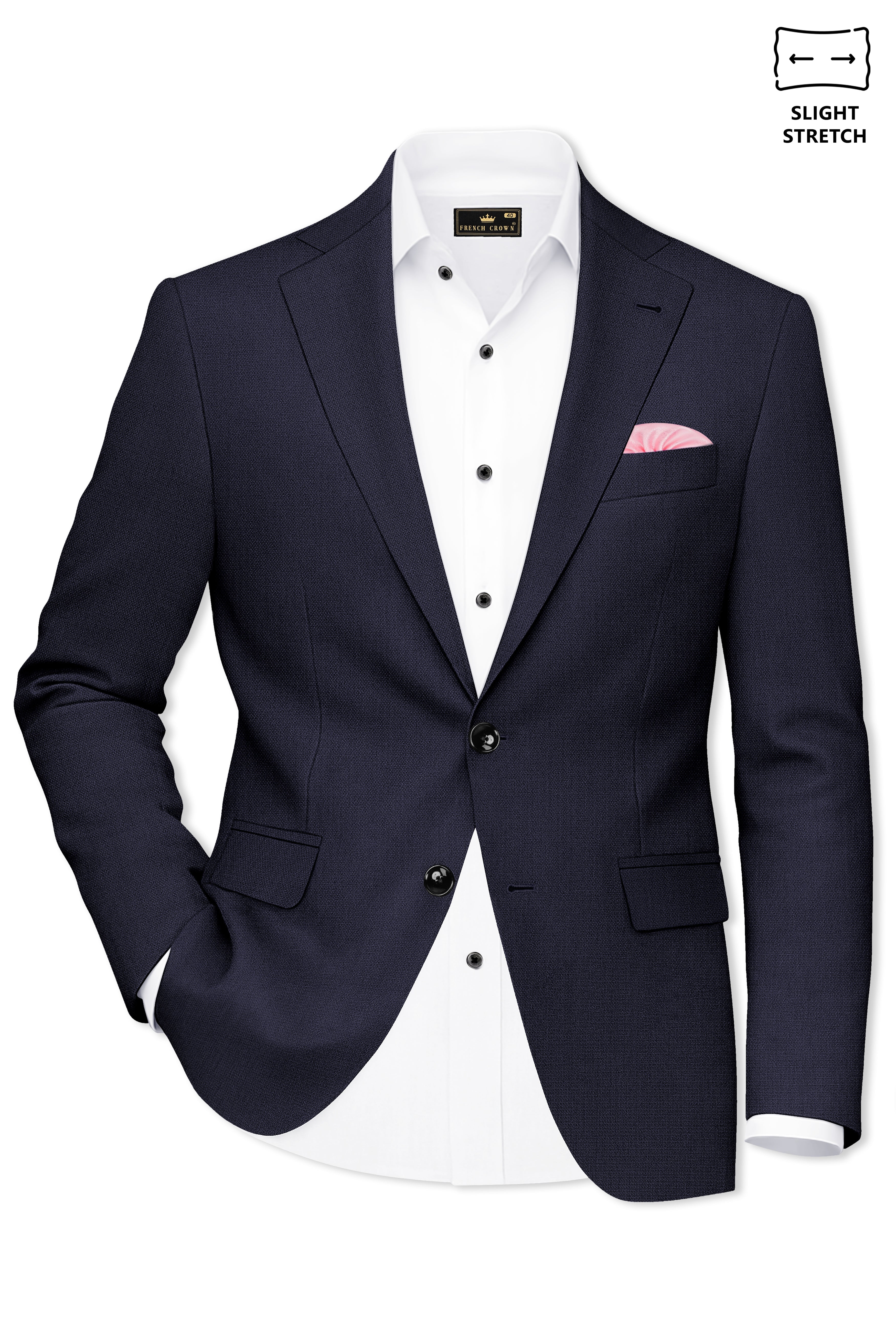 Vesper-Bastille Purple Diamond Textured Wool Rich Slight Stretch Single Breasted Suit