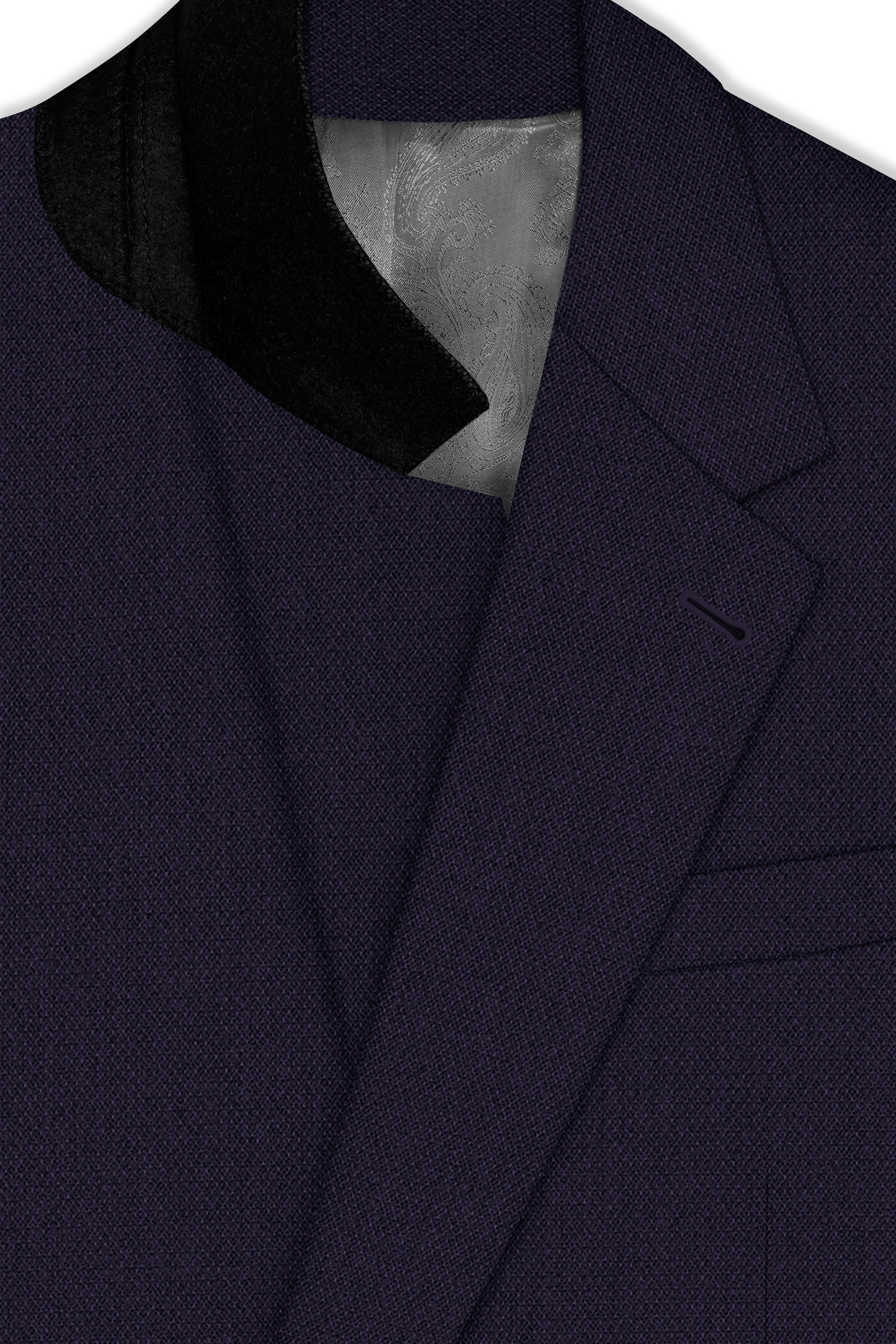 Vesper-Bastille Purple Diamond Textured Wool Rich Slight Stretch Single Breasted Suit