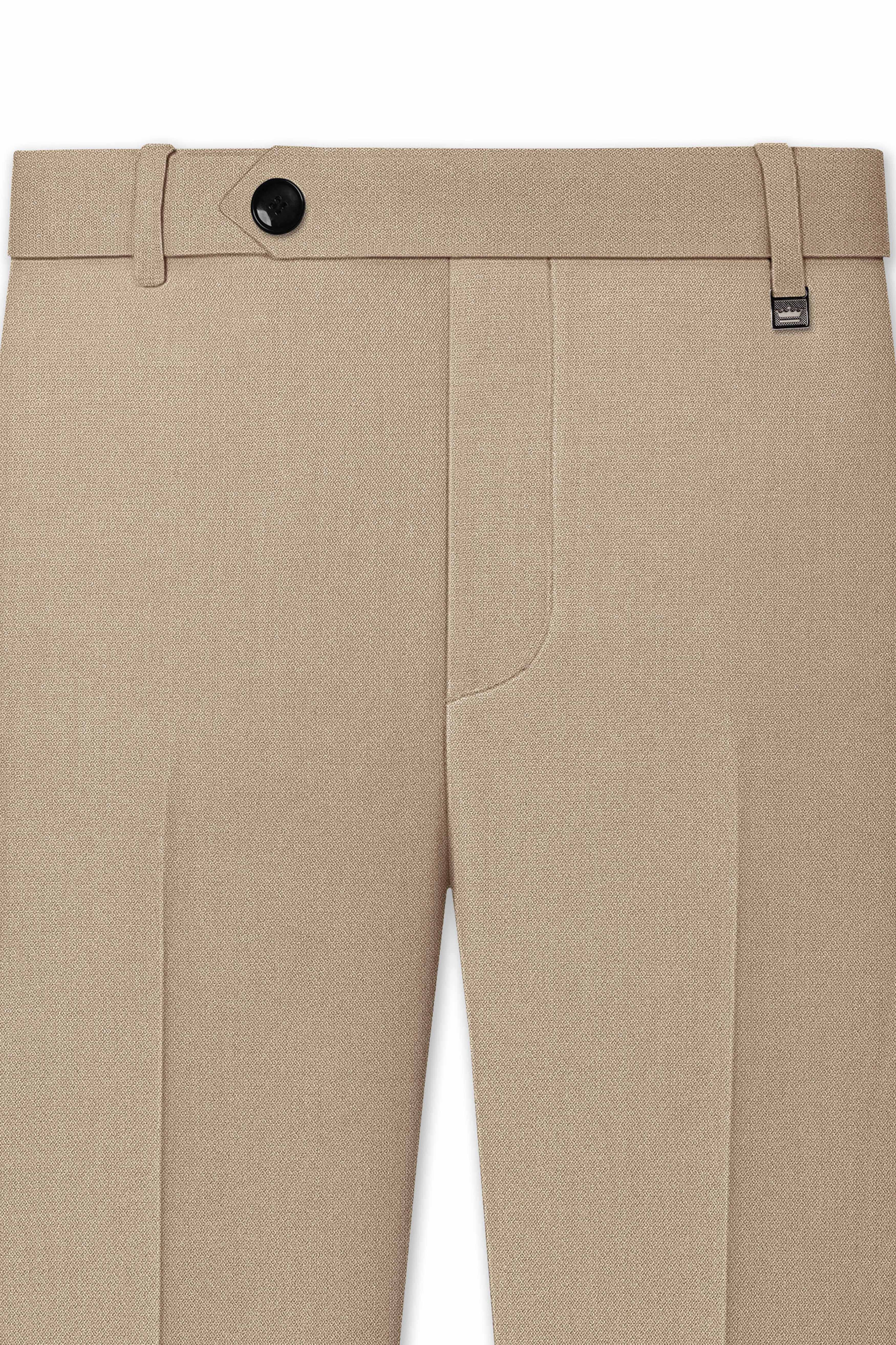 Sable-Mongoose Cream Diamond Textured Wool Rich Slight Stretch Single Breasted Suit