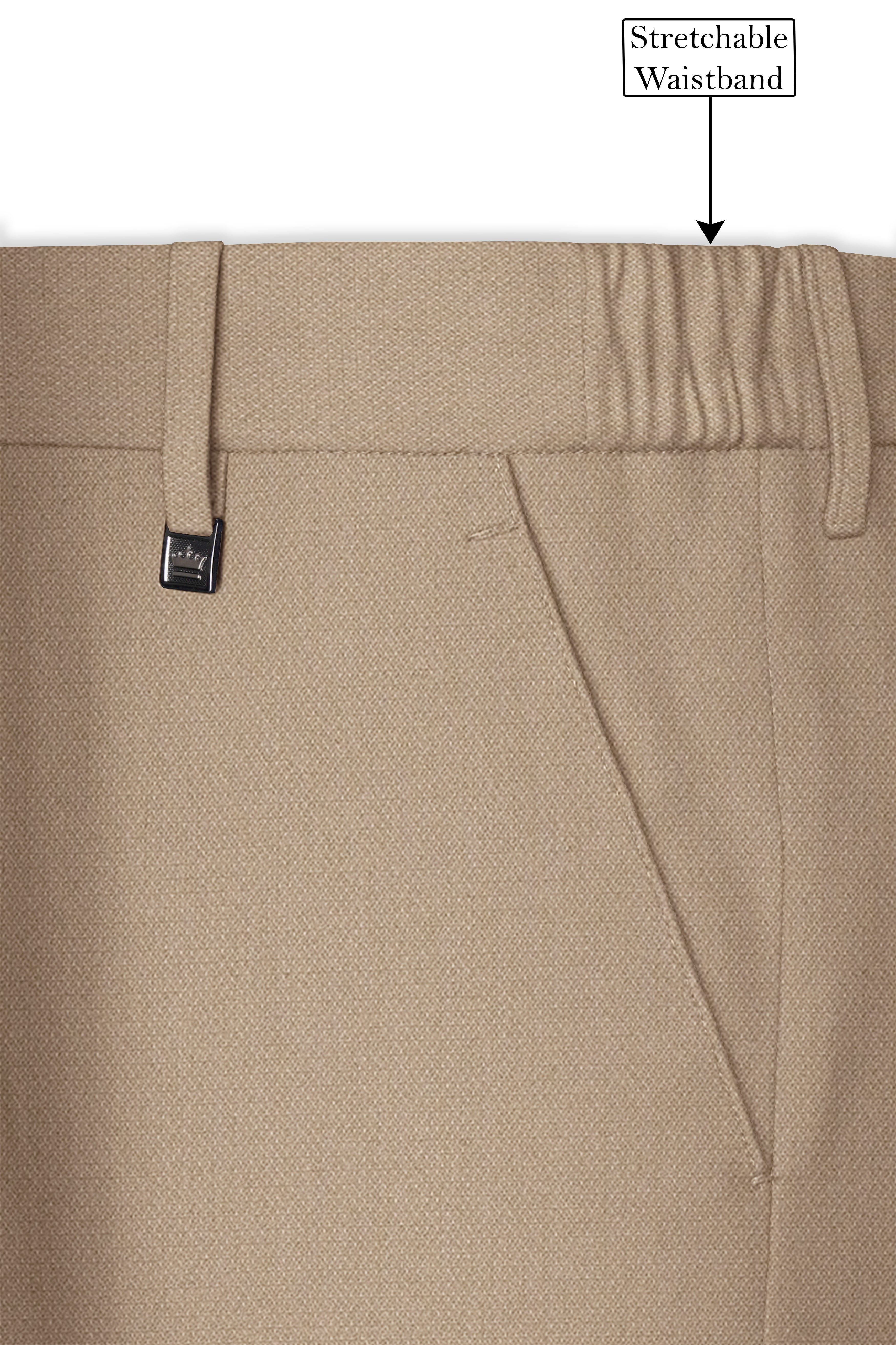 Sable-Mongoose Cream Diamond Textured Wool Rich Slight Stretch Single Breasted Suit