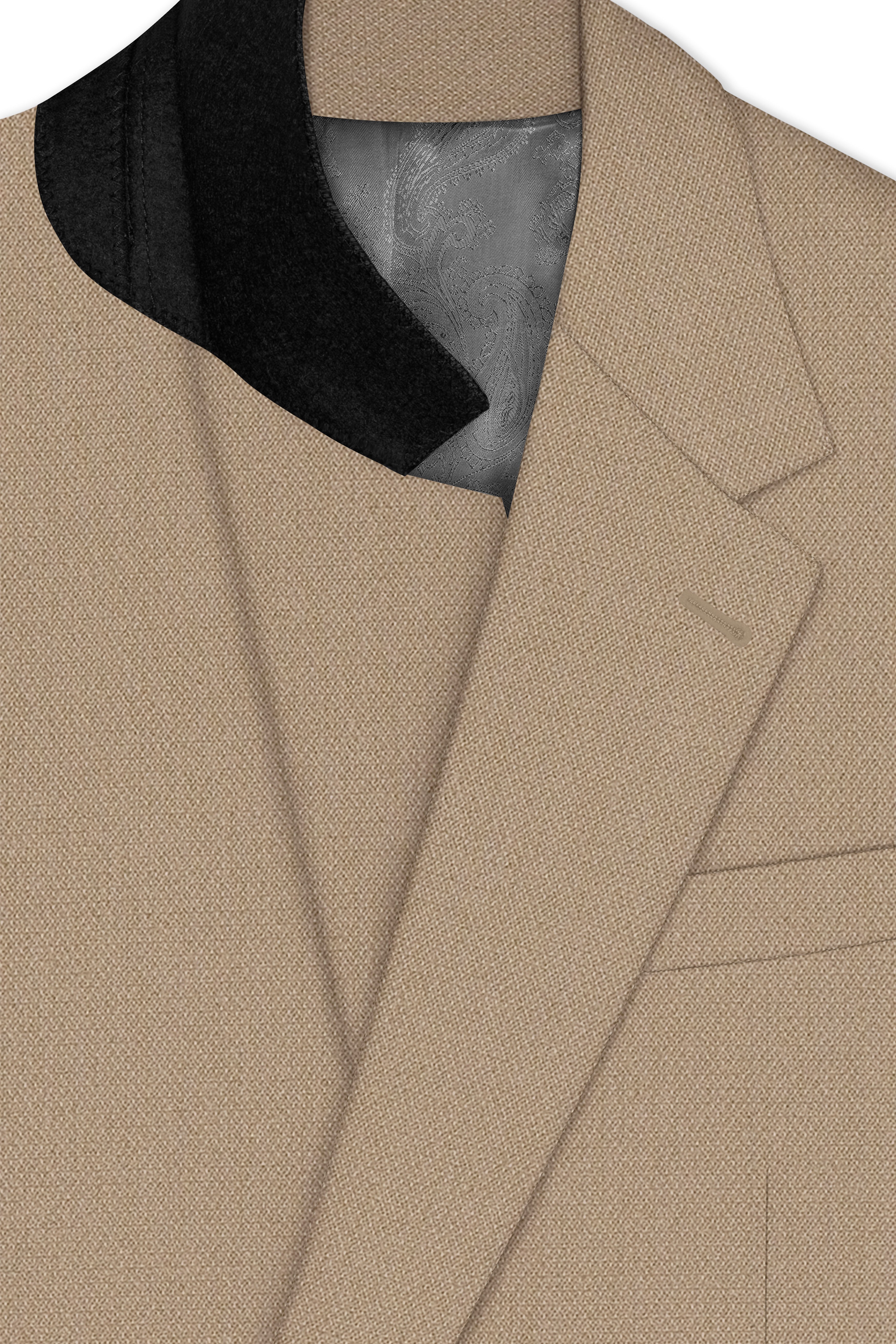 Sable-Mongoose Cream Diamond Textured Wool Rich Slight Stretch Single Breasted Suit