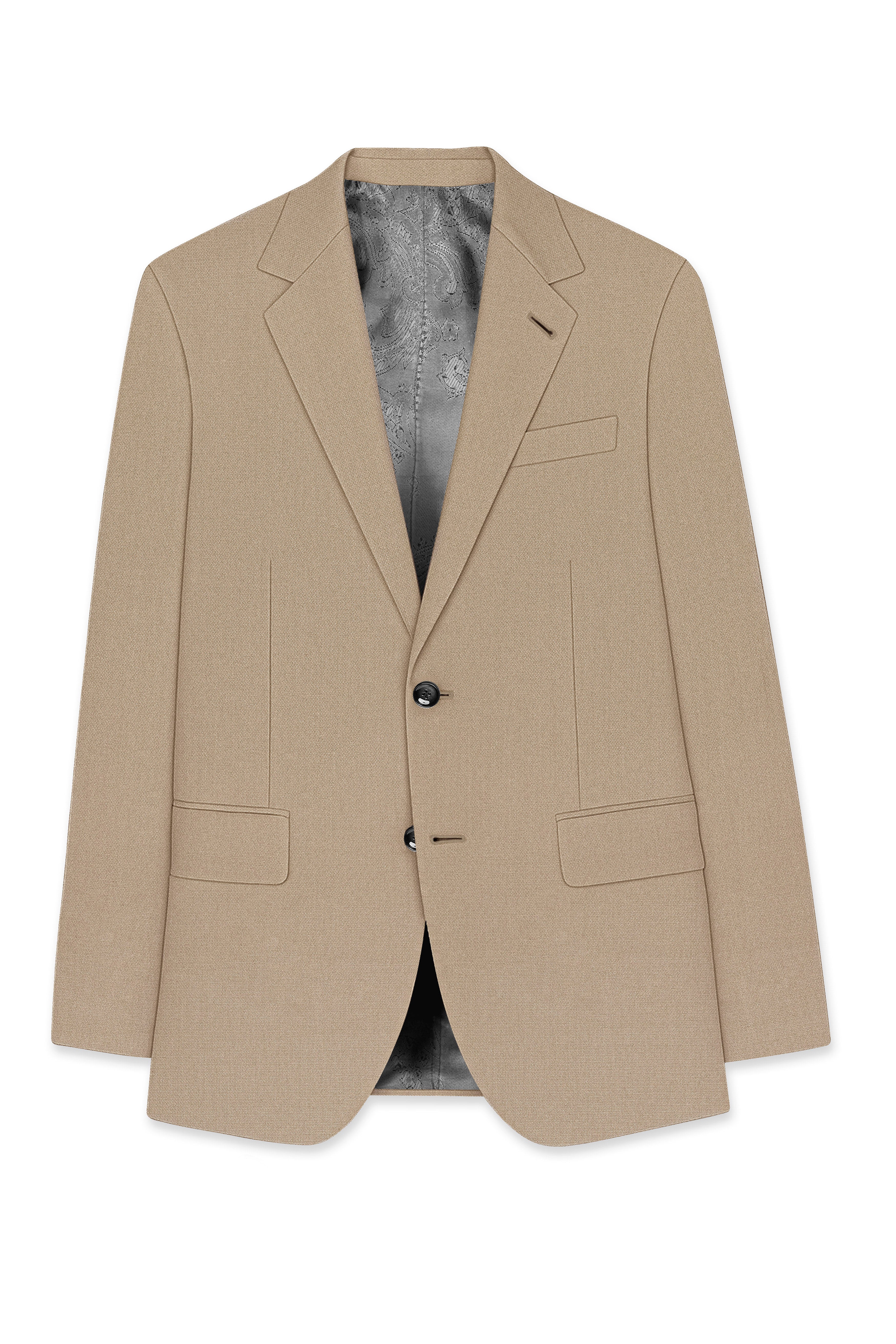 Sable-Mongoose Cream Diamond Textured Wool Rich Slight Stretch Single Breasted Suit
