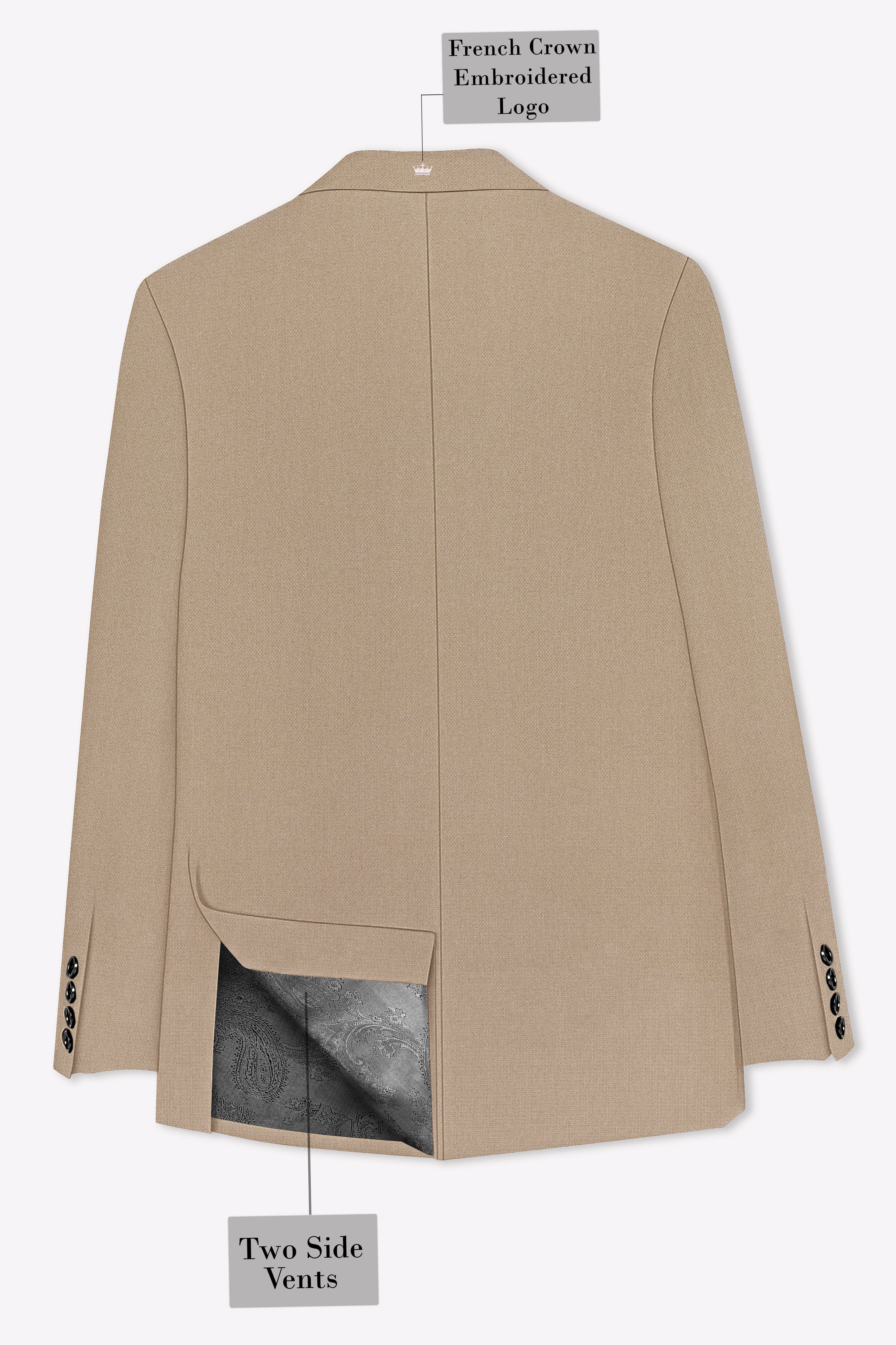 Sable-Mongoose Cream Diamond Textured Wool Rich Slight Stretch Single Breasted Suit