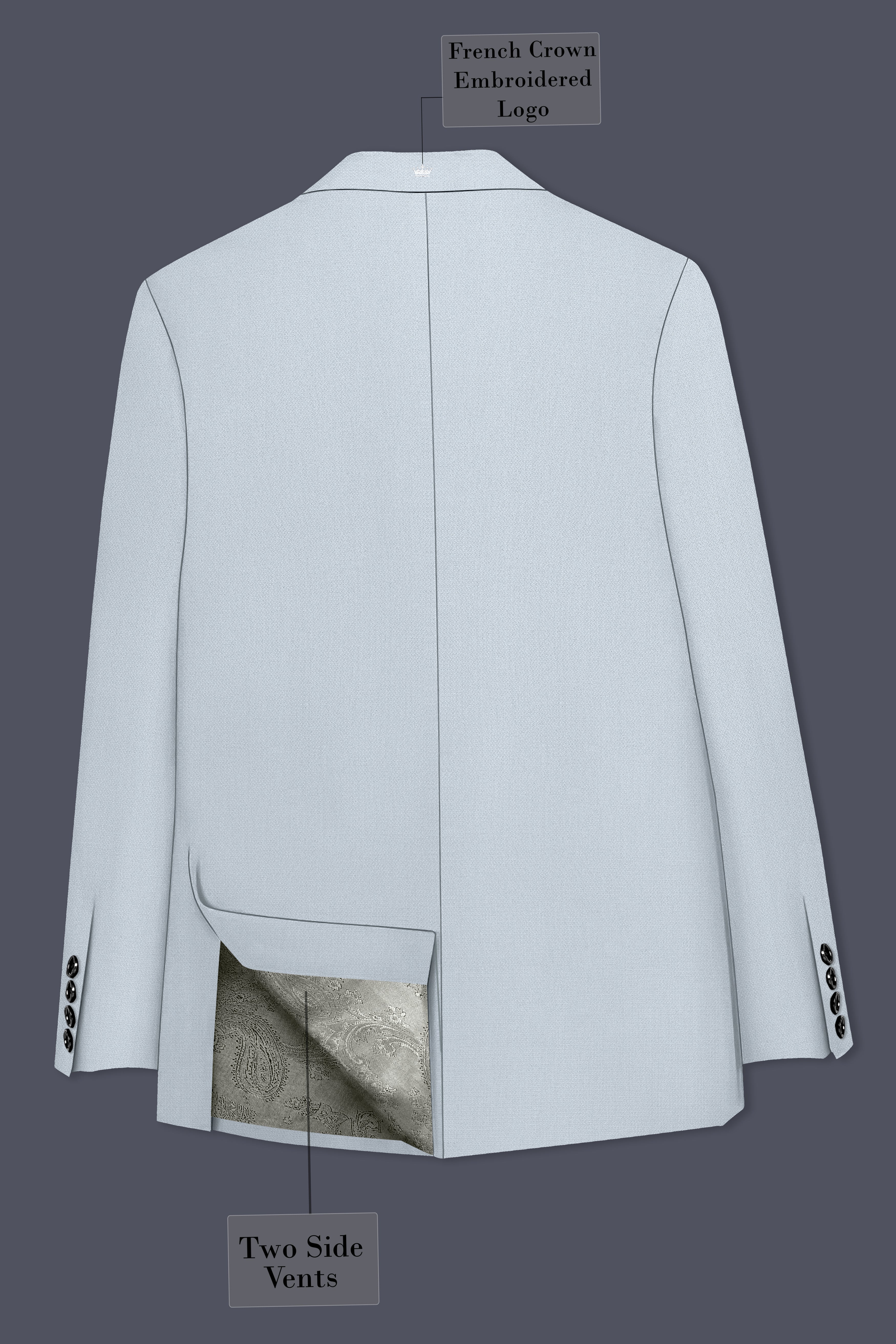Prism-Chalice Gray Diamond Textured Wool Rich Slight Stretch Double Breasted Suit