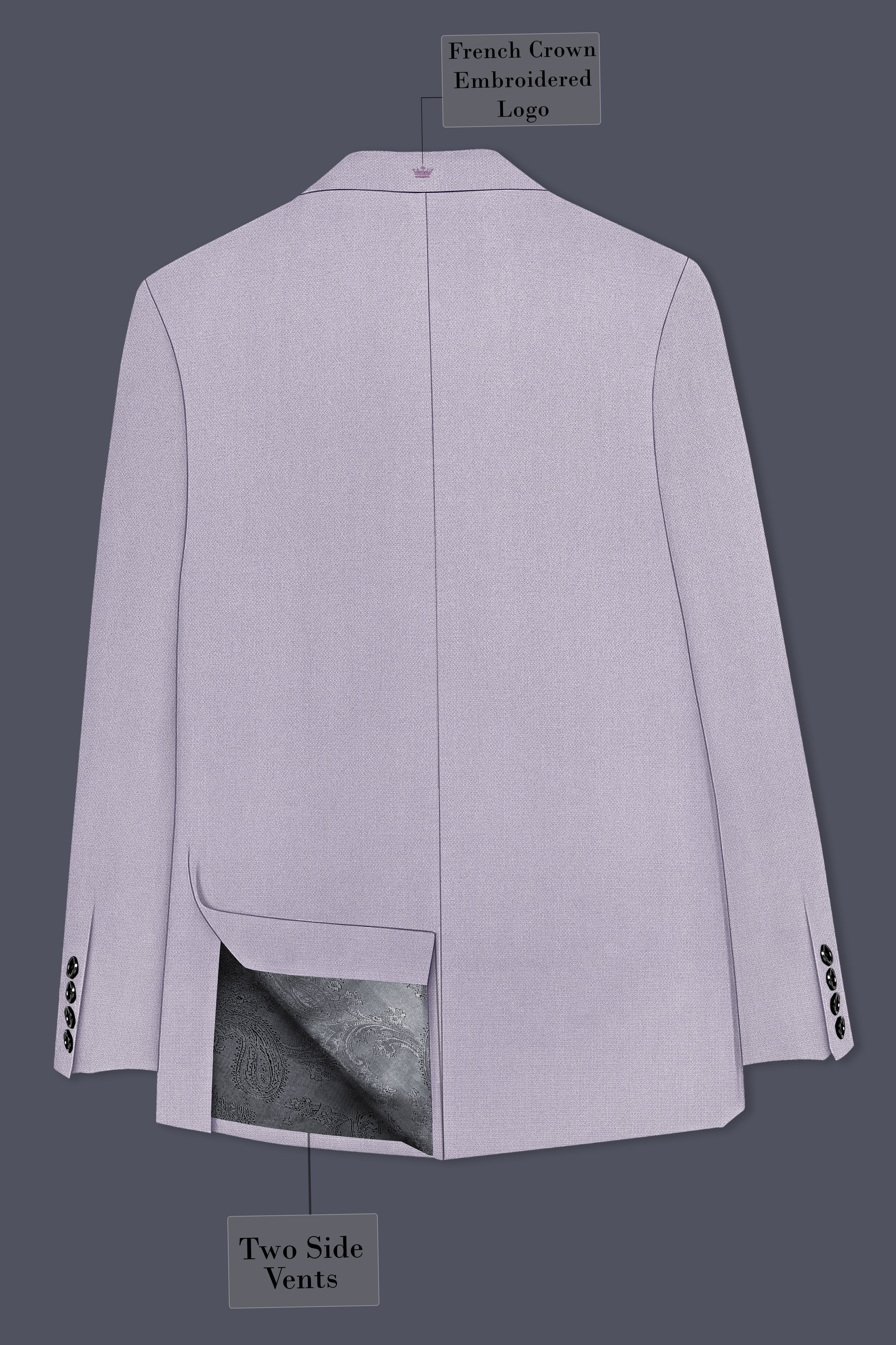 Mist-Spun Pearl Gray Diamond Textured Wool Rich Slight Stretch Double Breasted Suit