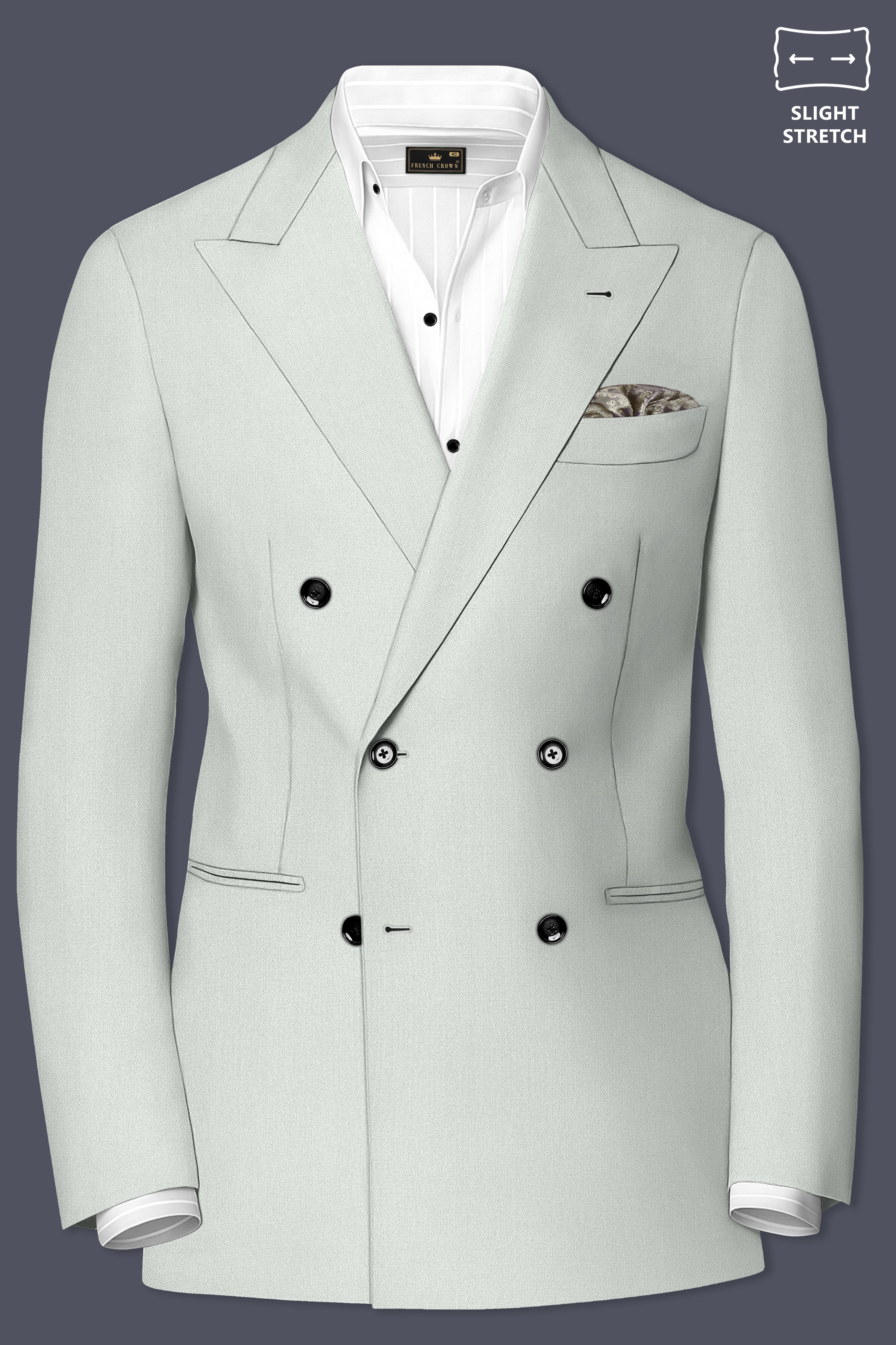 Regent-Noble Gray Diamond Textured Wool Rich Slight Stretch Double Breasted Suit
