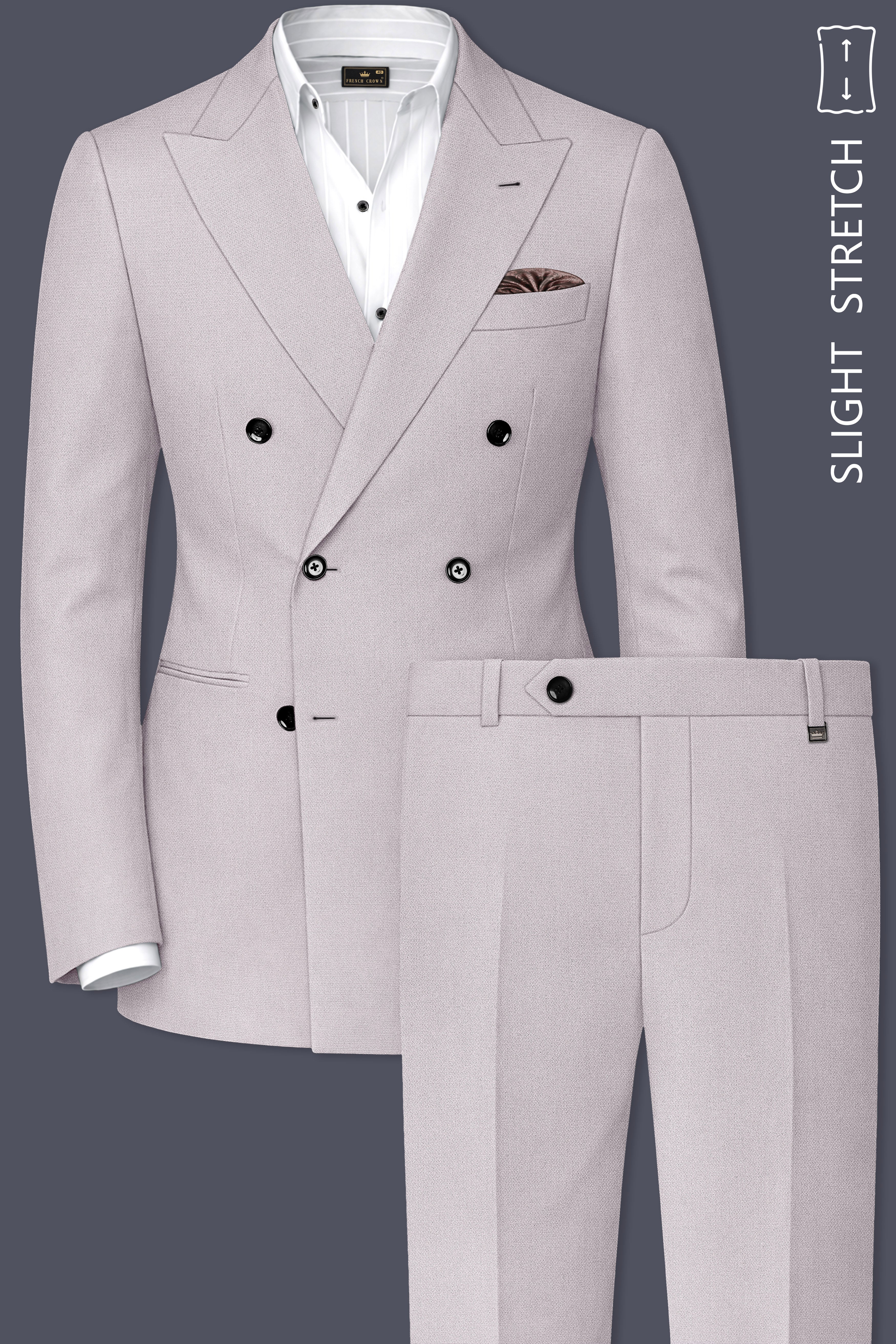 Regent-Noble Gray Diamond Textured Wool Rich Slight Stretch Double Breasted Suit